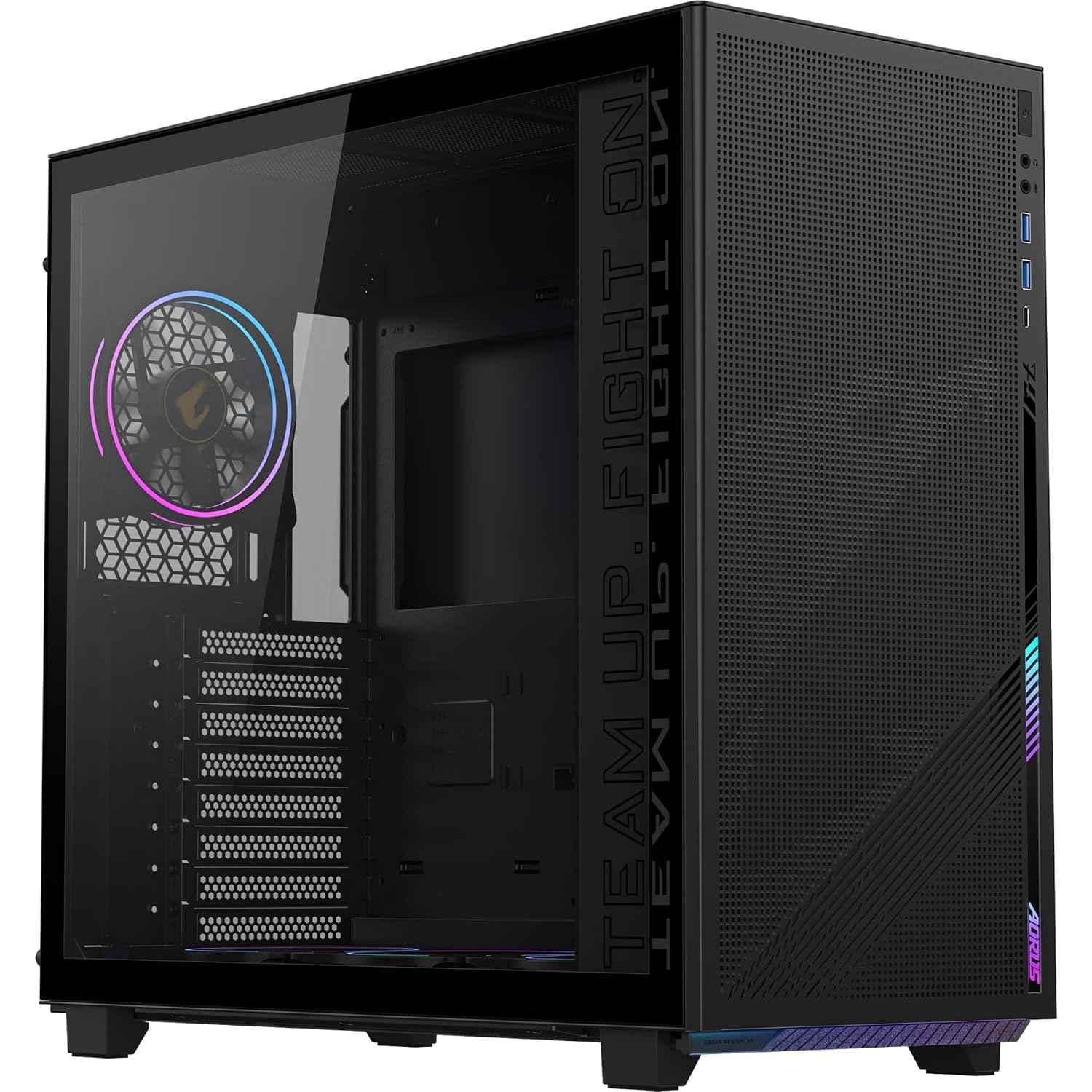 GIGABYTE GB-AC400G Mid Tower Gaming Cabinet | Mesh Front Panel | Tempered Glass Side | Supports ATX, Micro ATX, Mini ITX | Pre-Installed 4 Fans | USB 3.0 | High Airflow – Black