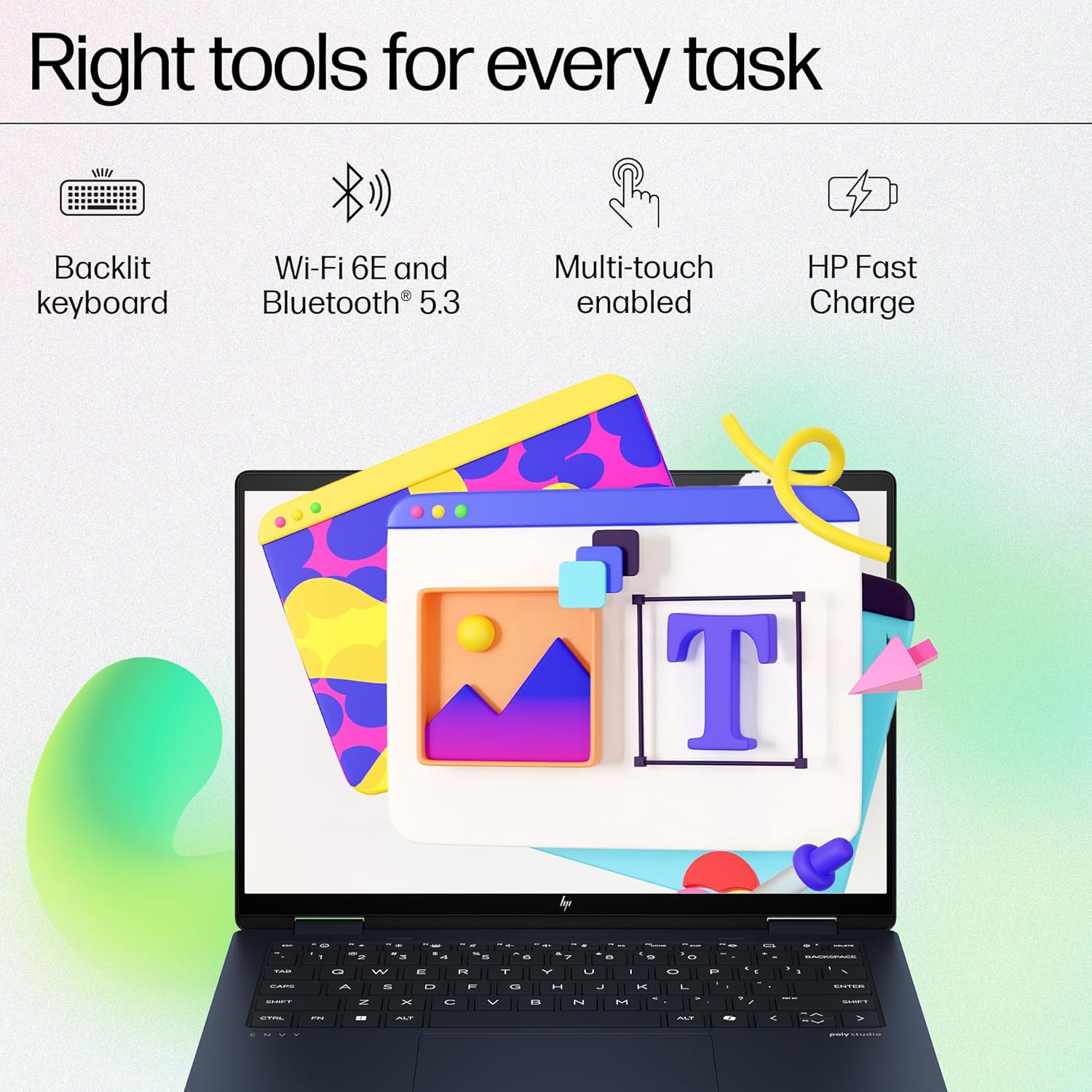 HP Envy X360 Convertible, Enhanced by AI, Intel 14th Gen Evo Core Ultra 7 155U, 14-inch (35.6 cm), 2.8K OLED, 400 nits, 32GB, 1TB SSD, Touch, 5MP IR Camera, (Win 11 Home+MSO, Blue,1.44 Kg), FC0100TU