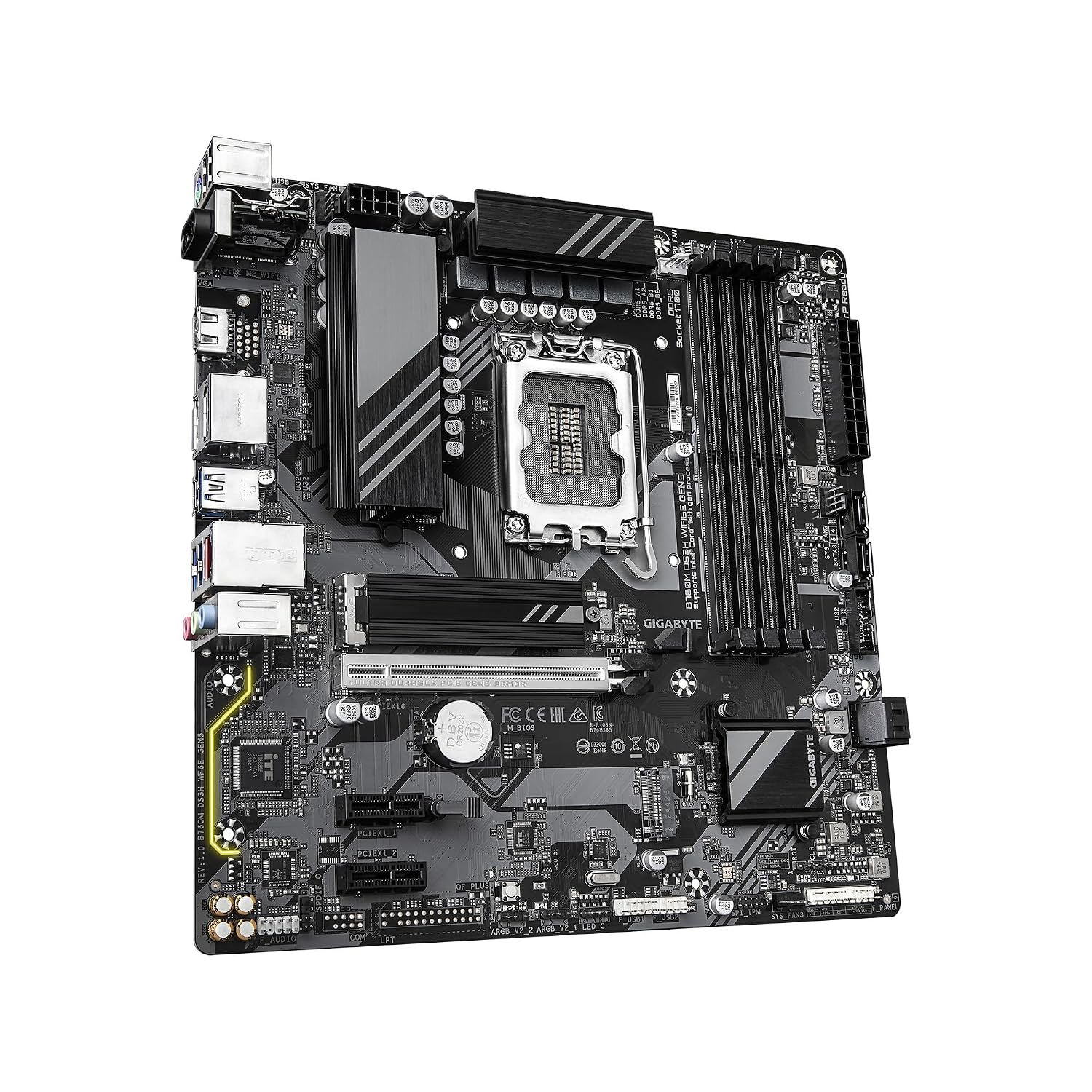 GIGABYTE B760M DS3H WIFI6E GEN5 LGA 1700 Intel B760 M-ATX Motherboard with DDR5, M.2, PCIe 5.0, USB 3.2 Gen 2 Type-C, WIFI6E 2.5GbE LAN, WiFi EZ-Plug, PCIe EZ-Latch