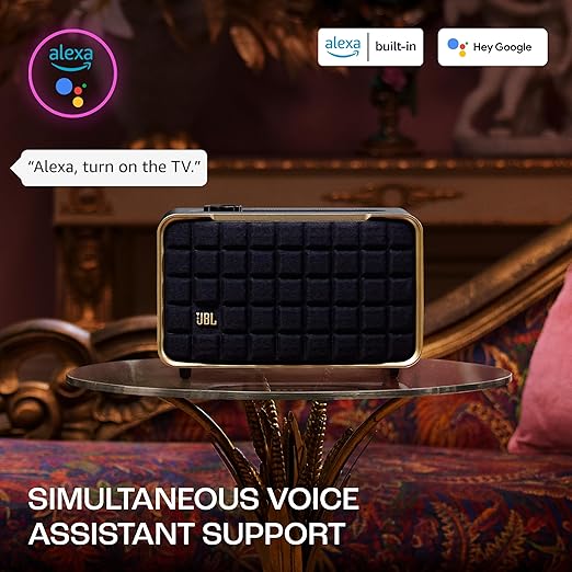 JBL Authentics 200, Smart Home WiFi Speaker and Music Streaming, Voice Assist and Bluetooth Connectivity, Automatic Calibration, Compatible with Google Home & Amazon Alexa, Retro Design in Black - Zapnet.in