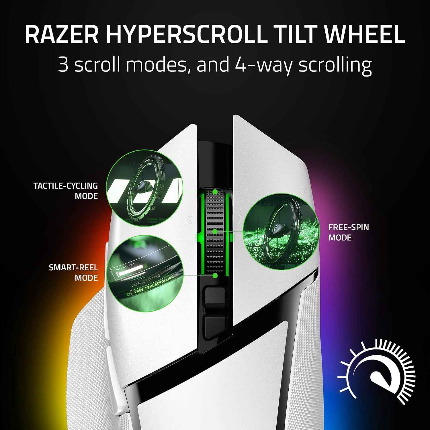 Razer Basilisk V3 Pro Customizable Wireless Gaming Mouse: Fast Optical Switches Gen-3 -HyperScroll Tilt Wheel-Chroma RGB-11 Programmable Buttons-Focus Pro 30K Optical Sensor-White-RZ01-04620200-R3A1