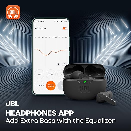 JBL Wave Beam in-Ear Wireless Earbuds (TWS) with Mic,App for Customized Extra Bass Eq,32 Hours Battery&Quick Charge,Ip54 Water&Dust Resistance,Ambient Aware&Talk-Thru,Google Fastpair (Black) - Zapnet.in