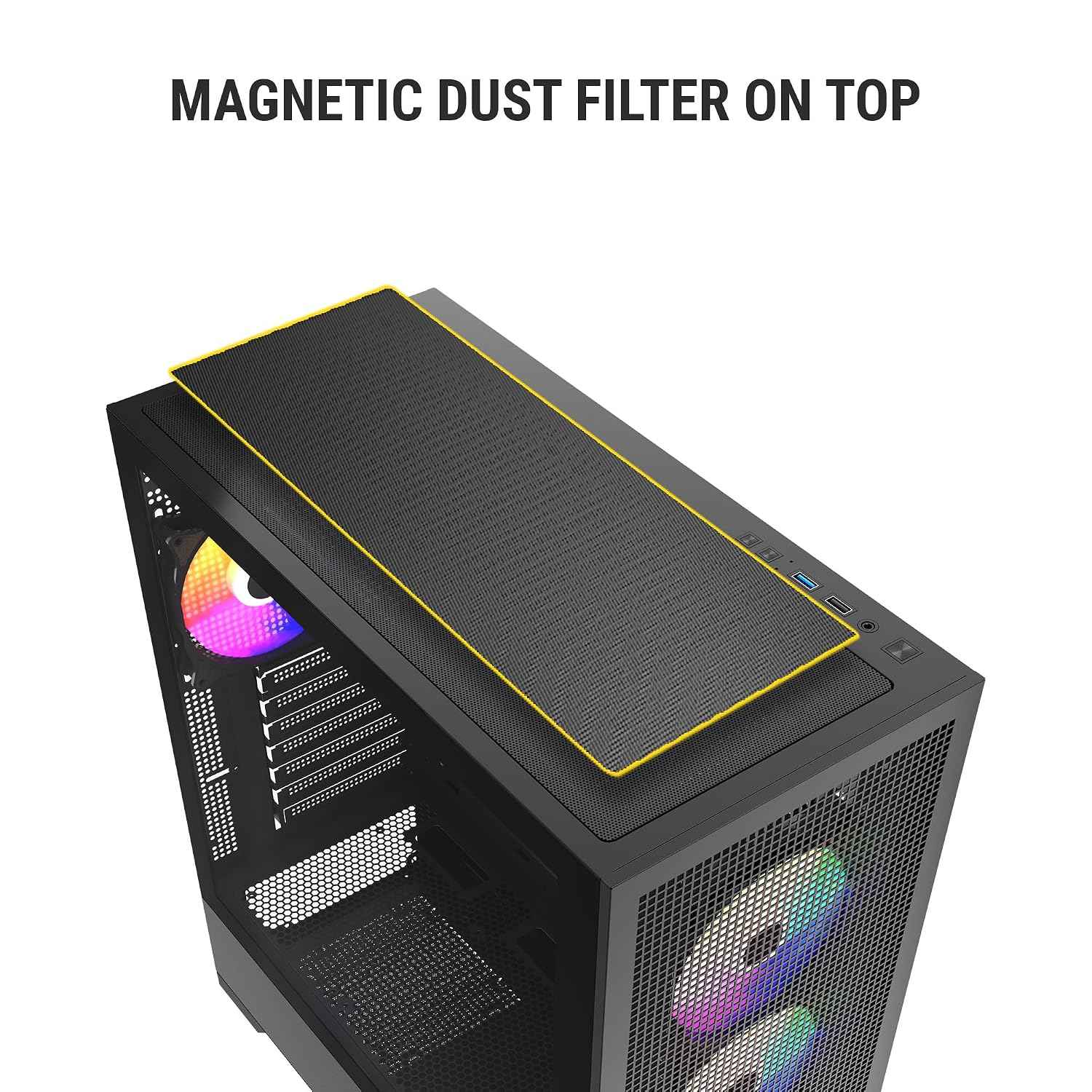 Ant Esports EVO 360 Mid-Tower Computer Case/Gaming Cabinet - Black | Pre-Installed 4 ARGB Fans