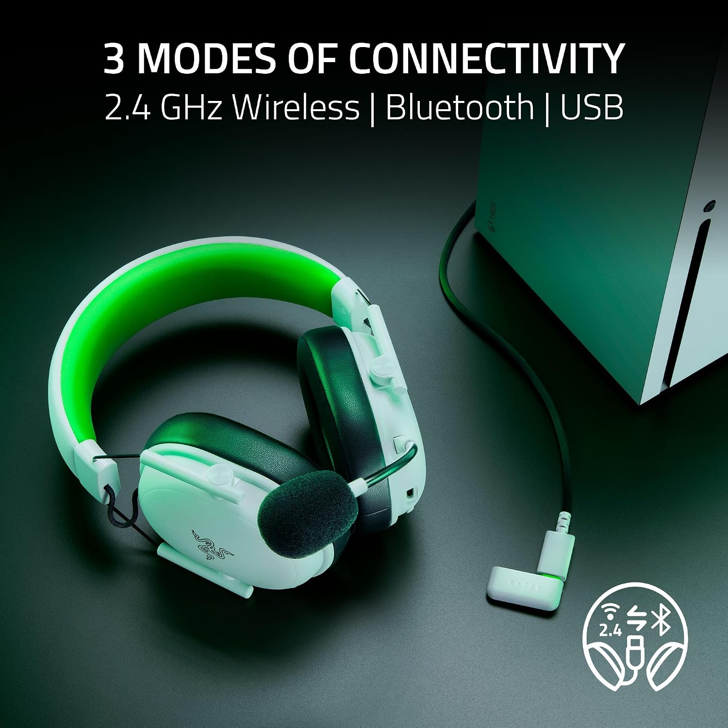 Razer BlackShark V3 X HyperSpeed Wireless Gaming Headset for Xbox: 50mm Drivers - Cardioid Mic - 2.4 GHz, Bluetooth - Works with PC, Mac, Nintendo Switch, Smartphone - Long Battery Life - White