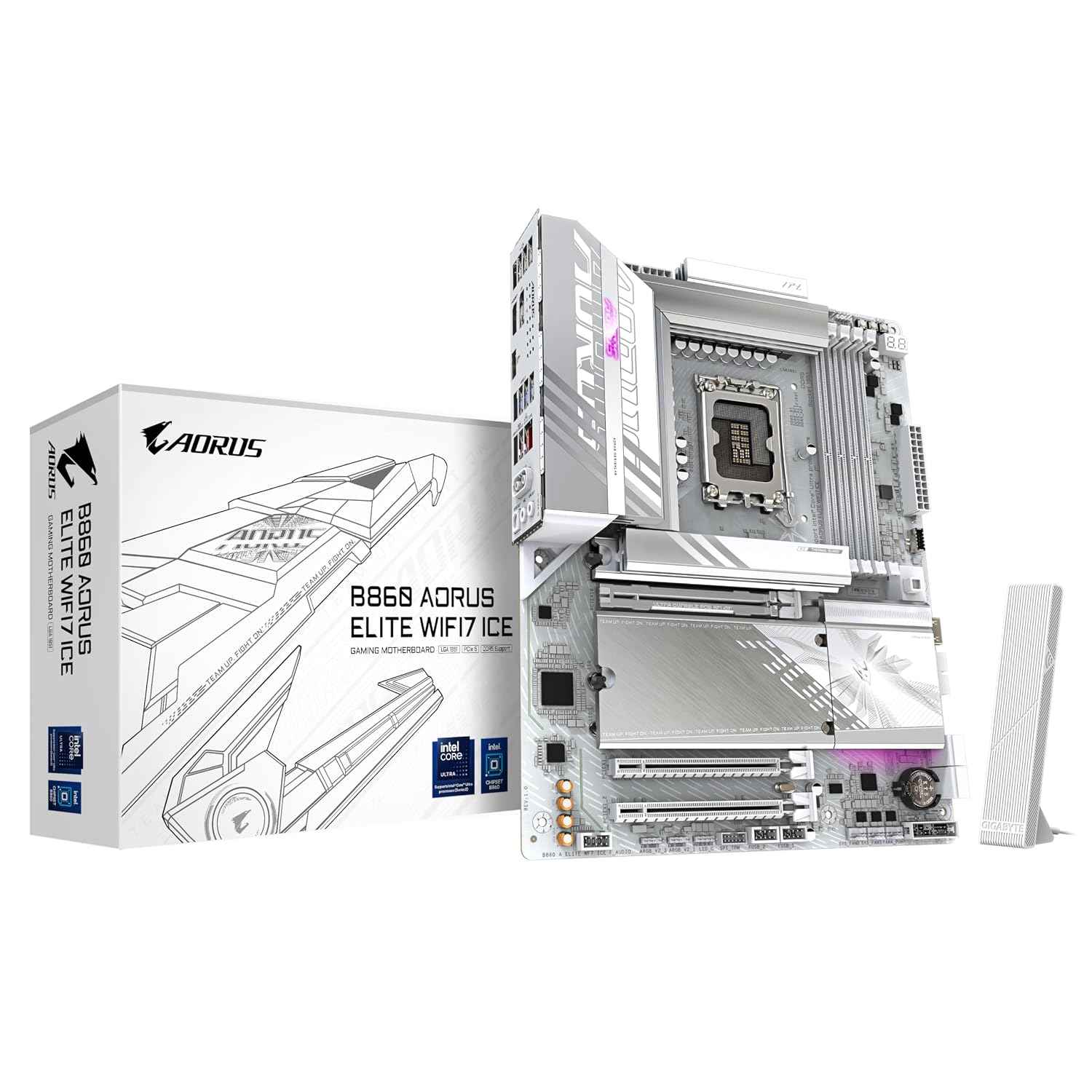 GIGABYTE B860 A Elite WF7 ICE Motherboard – Intel 13th Gen, Wi-Fi 7, PCIe 5.0, Dual M.2 Slots, Advanced Cooling, 10Gb Ethernet, Mini-ITX Form Factor