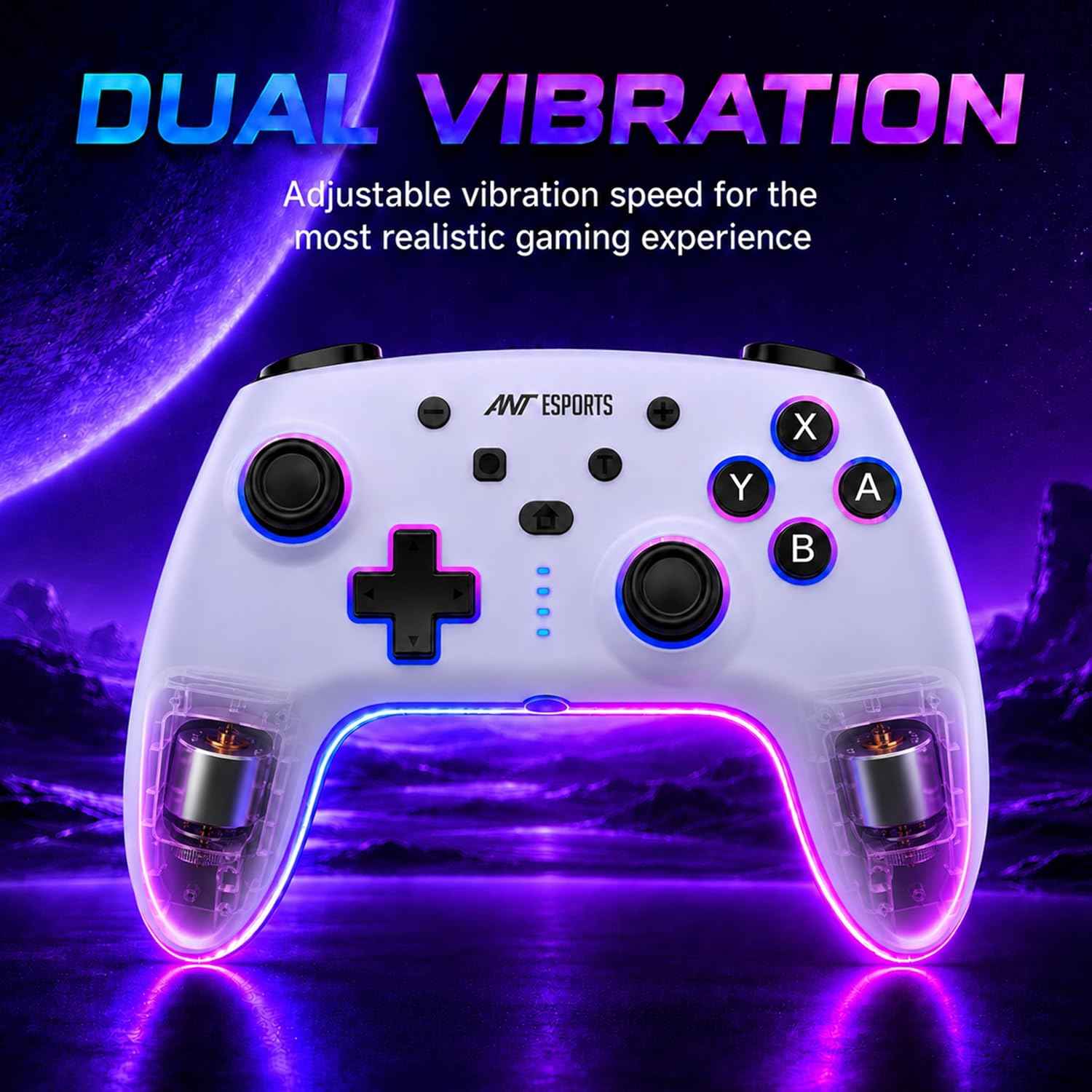 Ant Esports Supernova Lite White Wireless Gaming Controller for Android, iPhone|iPad,PC&Smart TV|Bluetooth Gamepad with Turbo Function, Dual Vibration, RGB Lighting,Macro Controls&Ergonomic Design