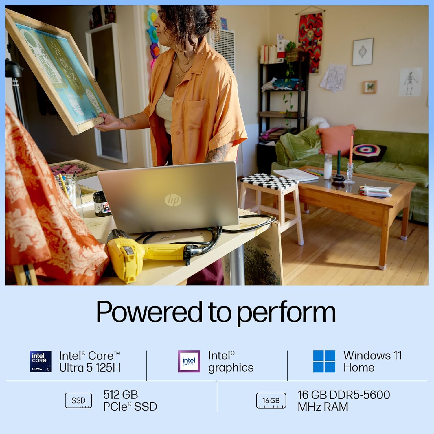 HP 15 AI Laptop, Intel Core Ultra 5 125H, 12 Tops, 16GB DDR5, 512GB SSD (Win11, Office 21, Silver, 1.65kg) IPS, 15.6-inch(39.6cm), 300 nits, FHD, Intel Arc Graphics, Backlit KB, FHD Camera, fd1099TU