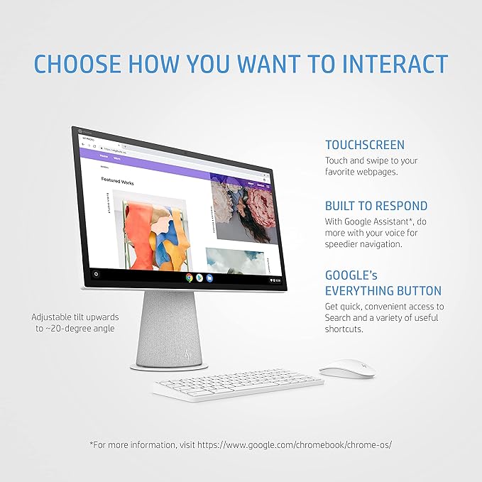 HP Chromebase AIO Intel Core i3-10110U 54.6cm(21.5 inches) FHD, IPS, Touchscreen Laptop (8GB SDRAM/256GB SSD/Chrome 64/B&O Audio/UHD Graphics), AiO DT22-aa0234in - Zapnet.in