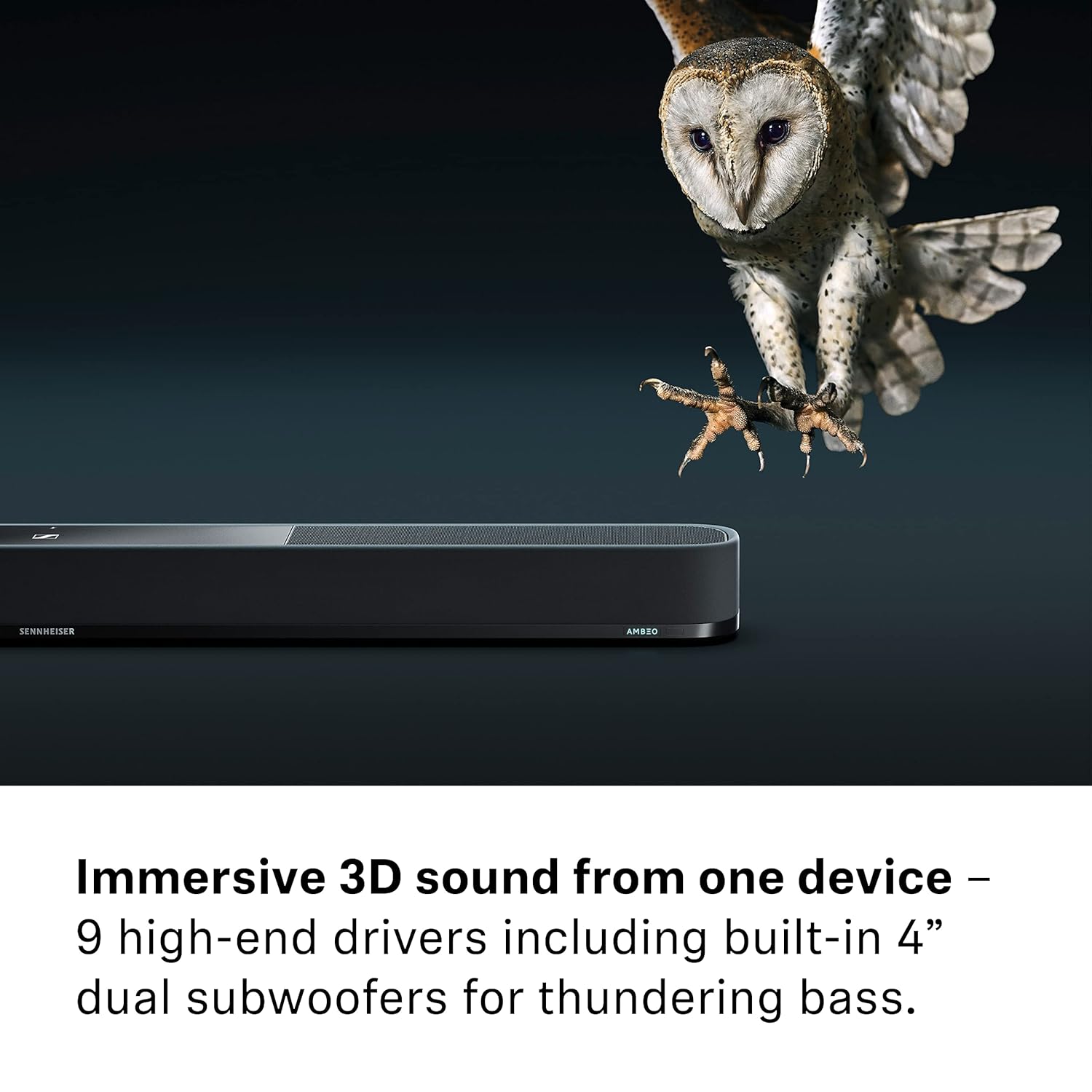 Sennheiser AMBEO Soundbar Plus - 400 Watts with Immersive 3D Surround Sound, Virtual 7.1.4 Speaker Setup, Built-in 4 Dual Subwoofers, Alexa Built-in and Dolby Atmos, 2 Years Warranty