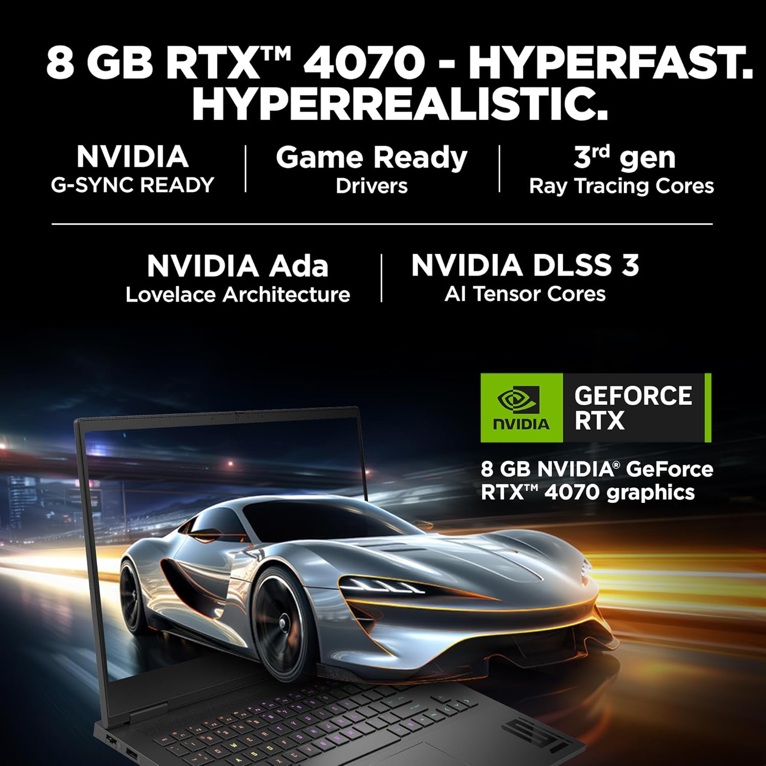 HP Smartchoice Omen,Windows 11 Home AMD Ryzen 9 7940HS,8GB RTX 4070(16GB DDR5,1TB SSD) FHD,165Hz,IPS,300 Nits,16.1''/40.9Cm,Black,2.38Kg,Xf0100Ax,RGB KB,B&O,Tempest Cooling,AI-Powered Gaming Laptop