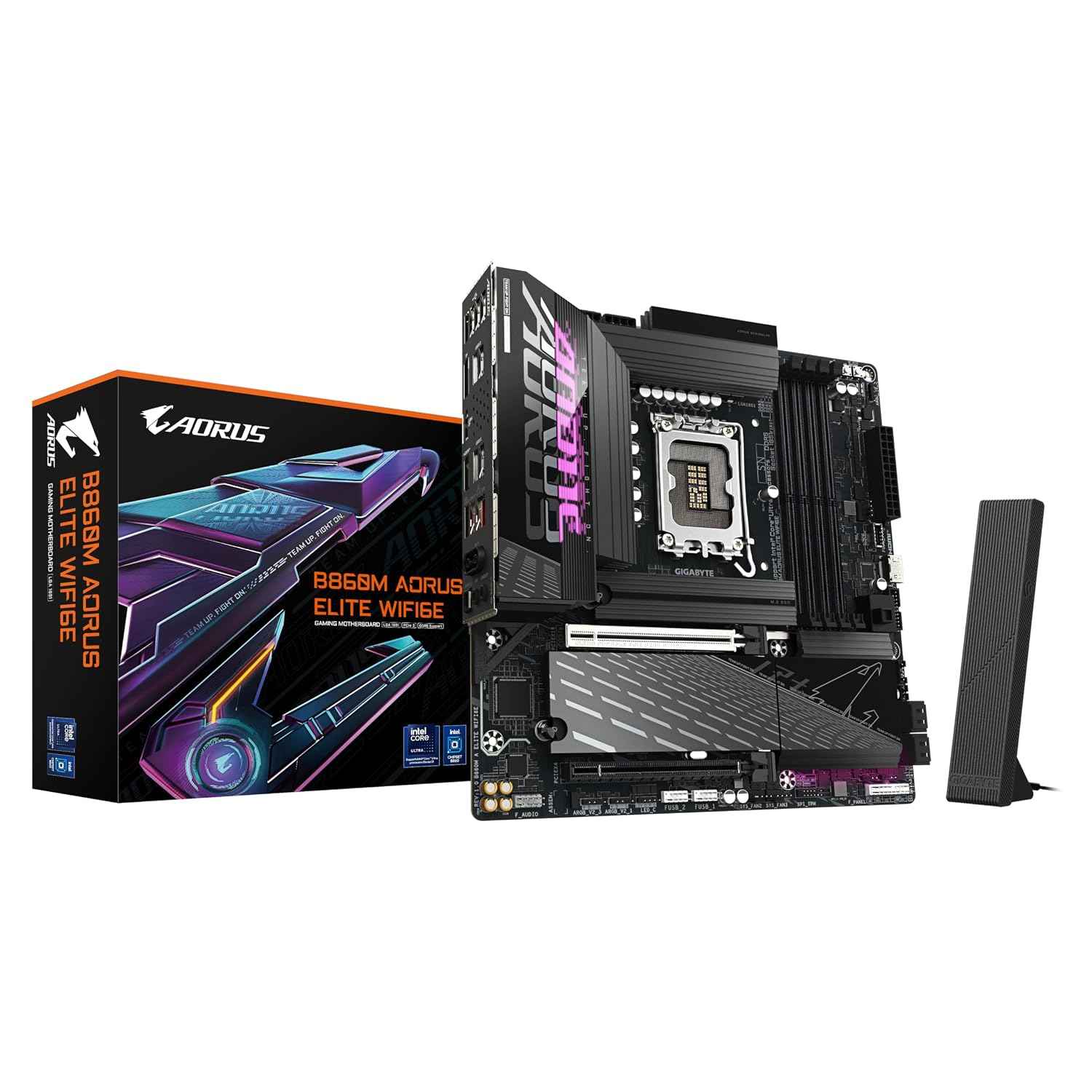 GIGABYTE B860M AORUS Elite WIFI6E Motherboard - Intel Core Ultra Series CPUs, 12+1+2+1 Phases VRM, up to 9200MHz DDR5, 1xPCIe 5.0 + 2xPCIe 4.0 M.2, 2.5GbE LAN, WiFi 6E, Thunderbolt