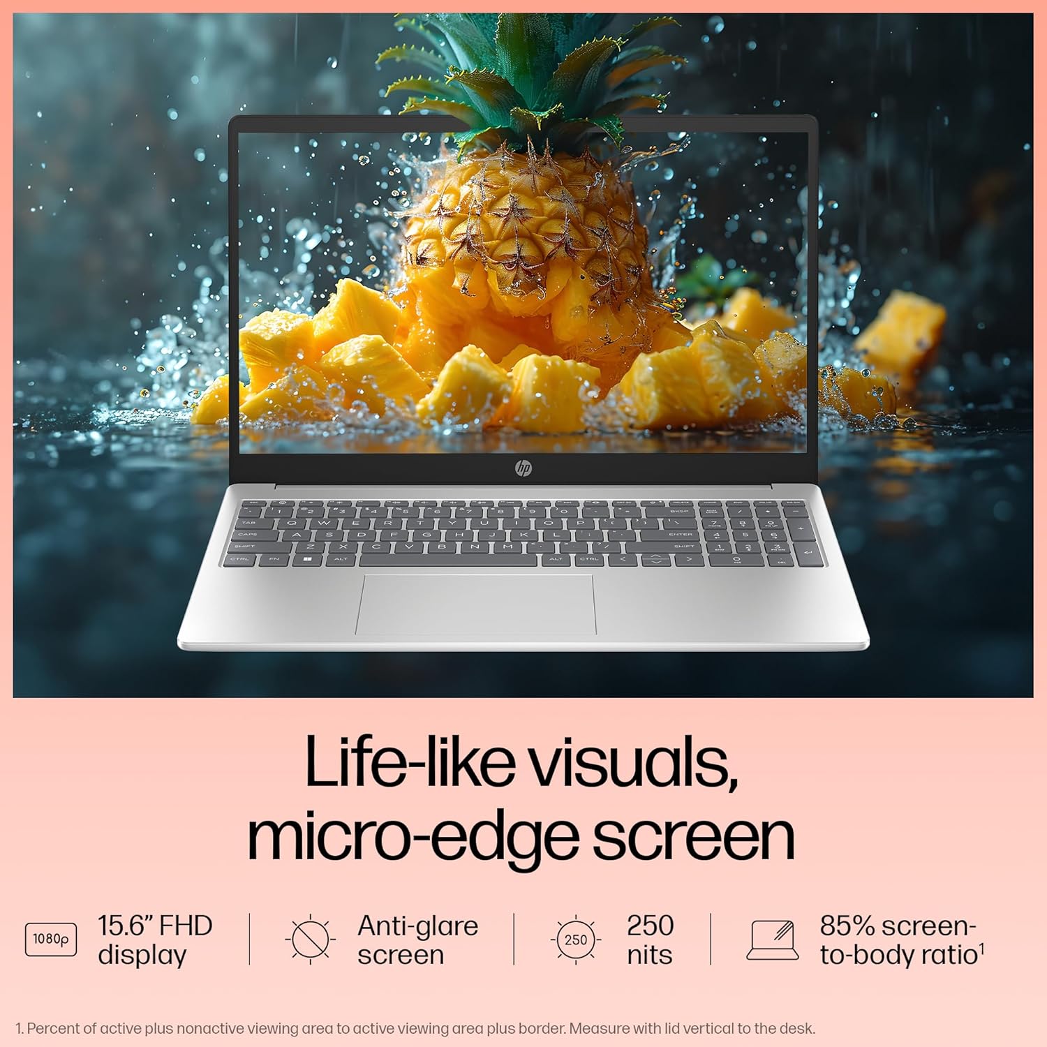 HP 15, 12th Gen Intel Core i5-1235U, 8GB DDR4, 512GB SSD, (Win11, Office21, Silver, 1.59kg) Anti-Glare, Micro-Edge, 15.6-inch(39.6cm) FHD Laptop, Intel UHD Graphics, FHD Camera, Backlit KB, fd0070tu