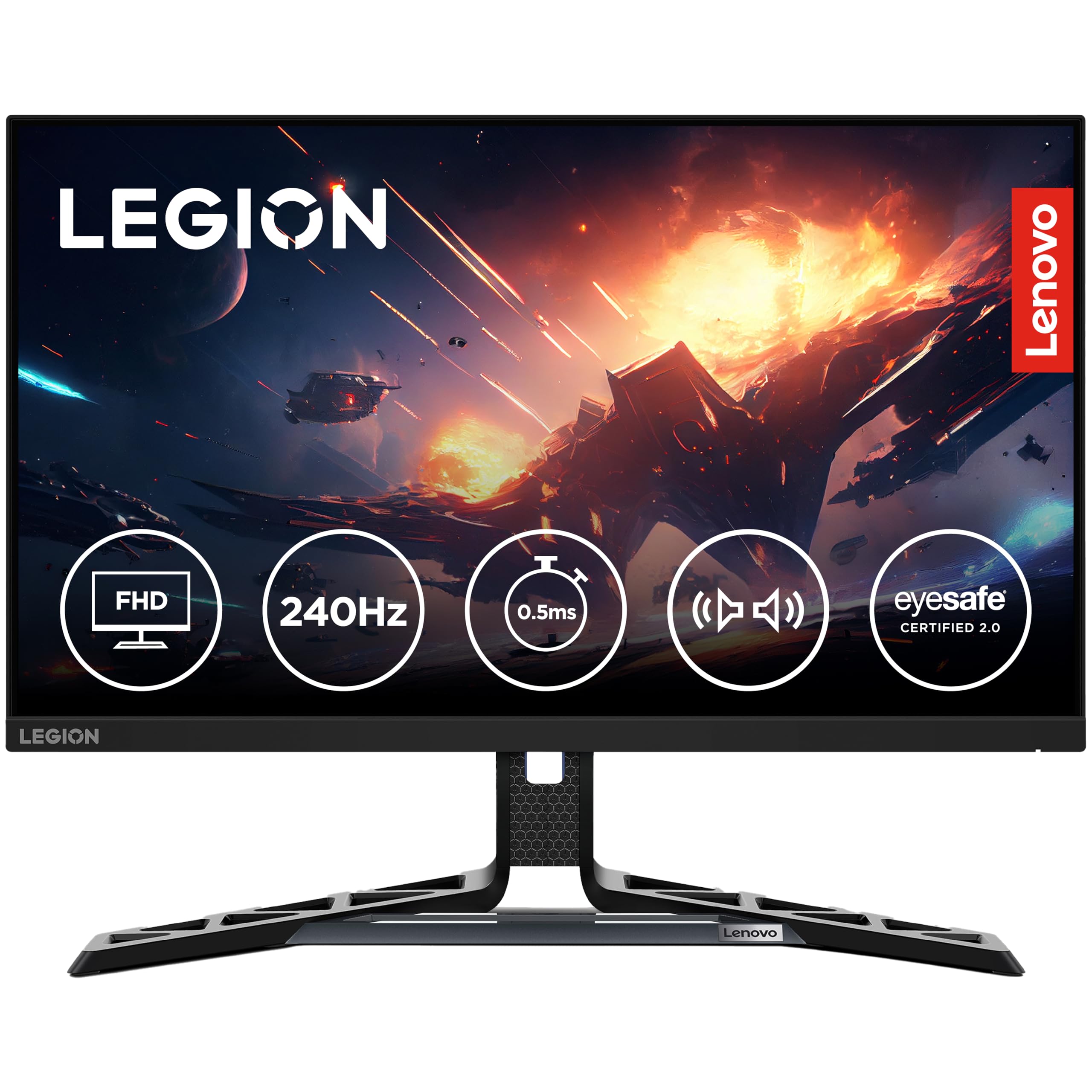 Lenovo Legion R27fc-30, 27 Inch (68.58cm), FHD 1920x1080, 240Hz, Black, 0.5ms, AMD FreeSync, NVIDIA G-Sync, 99% sRGB, Speaker, 2xHDMI, 1xDP, Tilt, Swivel, Pivot, Height Adjust Stand Gaming Monitor
