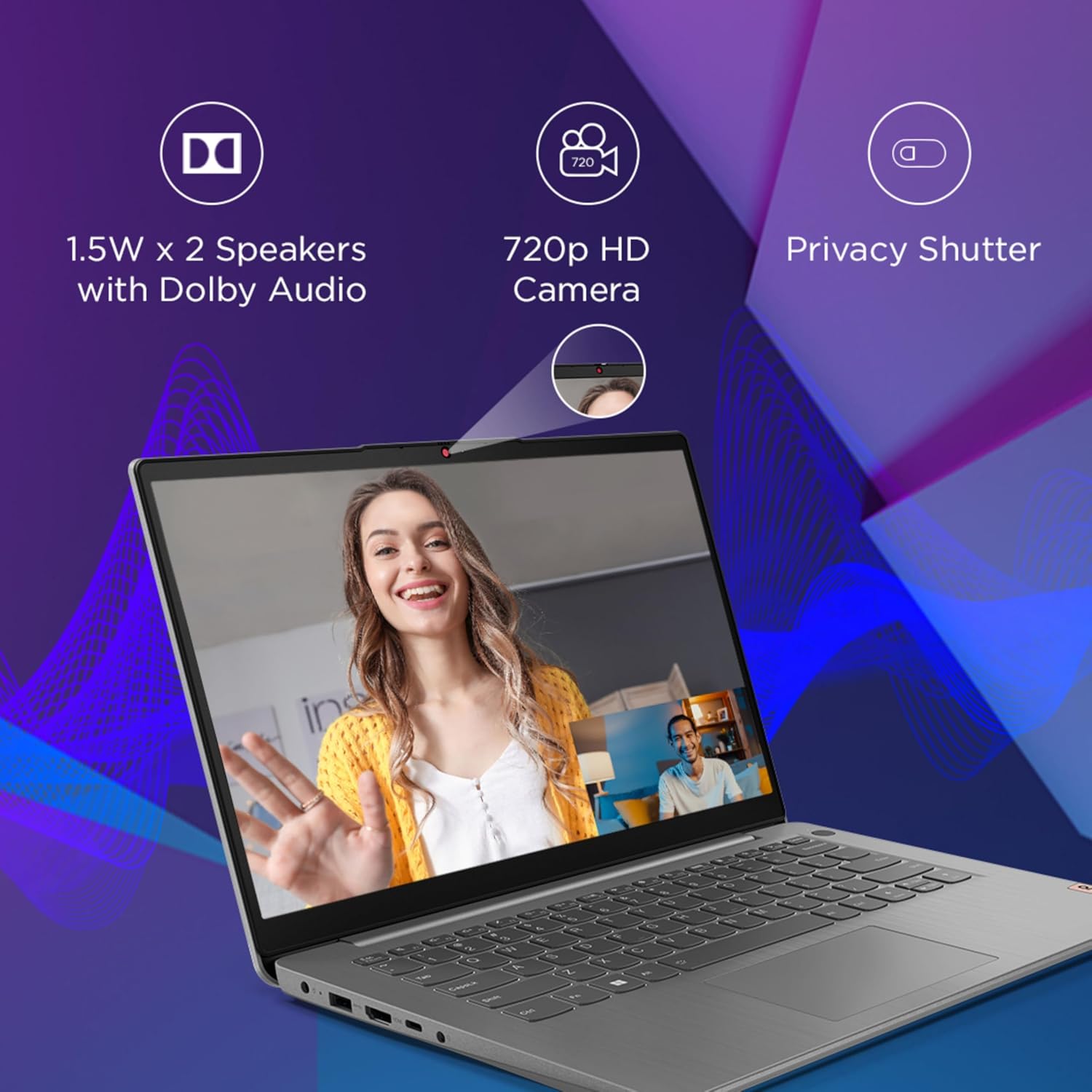 Lenovo IdeaPad 3, Intel Core i3-1215U, 12th Gen, 8GB RAM, 512GB SSD, FHD, 14"/35.5cm, Windows 11, MSOffice 2021, Arctic Grey, 1.43Kg, 82RJ00FUIN, 1 Year Warranty, 3months Game Pass, Thin& Light Laptop