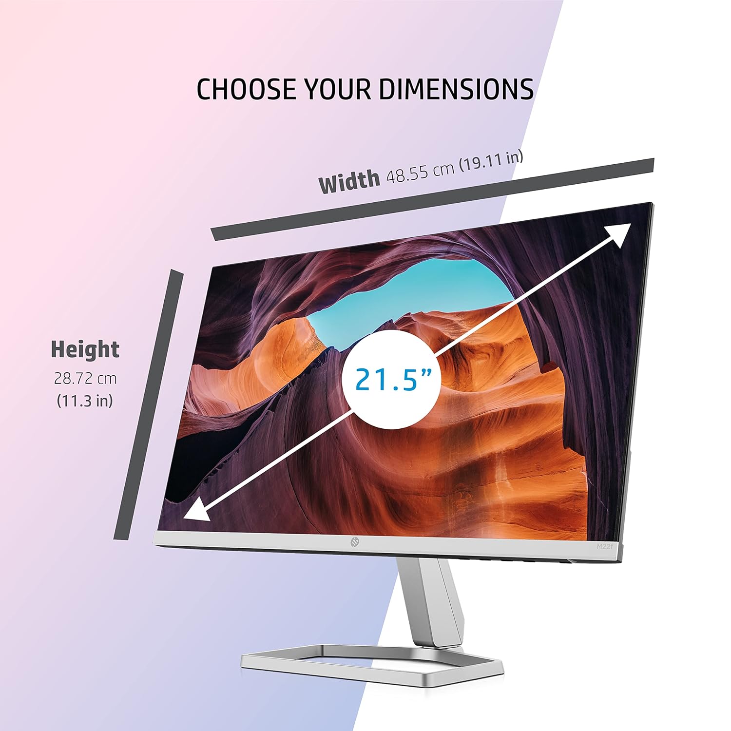 HP M22f 21.5-inch(54.6 cm) FHD Monitor Eye Safe Certified Full HD IPS 3-Sided Micro-Edge Monitor, 75Hz, AMD Free Sync with 1xVGA, 1xHDMI 1.4 Ports, 300 nits (Silver)
