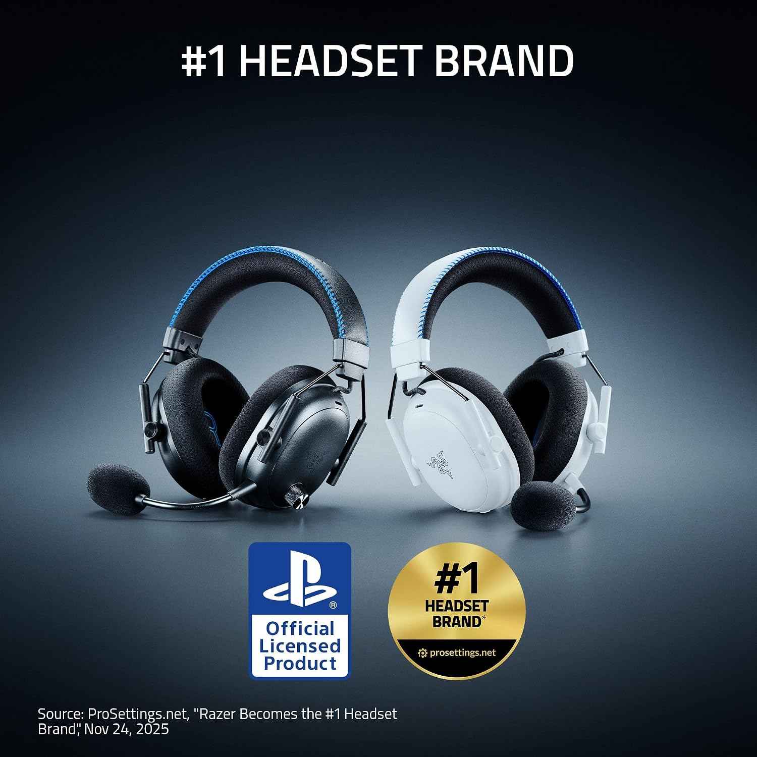 Razer BlackShark V3 Pro Wireless ANC PlayStation Gaming Headset, White | Full Band Mic, 50mm Drivers, 2.4 GHz, Bluetooth, 3.5mm, Works with PC, Mac, Nintendo Switch, Smartphone, 70 Hr Battery