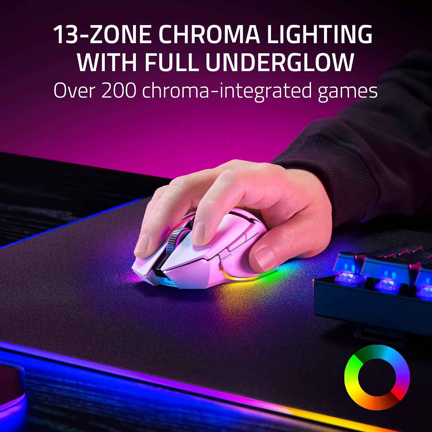 Razer Basilisk V3 Pro Customizable Wireless Gaming Mouse: Fast Optical Switches Gen-3 -HyperScroll Tilt Wheel-Chroma RGB-11 Programmable Buttons-Focus Pro 30K Optical Sensor-White-RZ01-04620200-R3A1