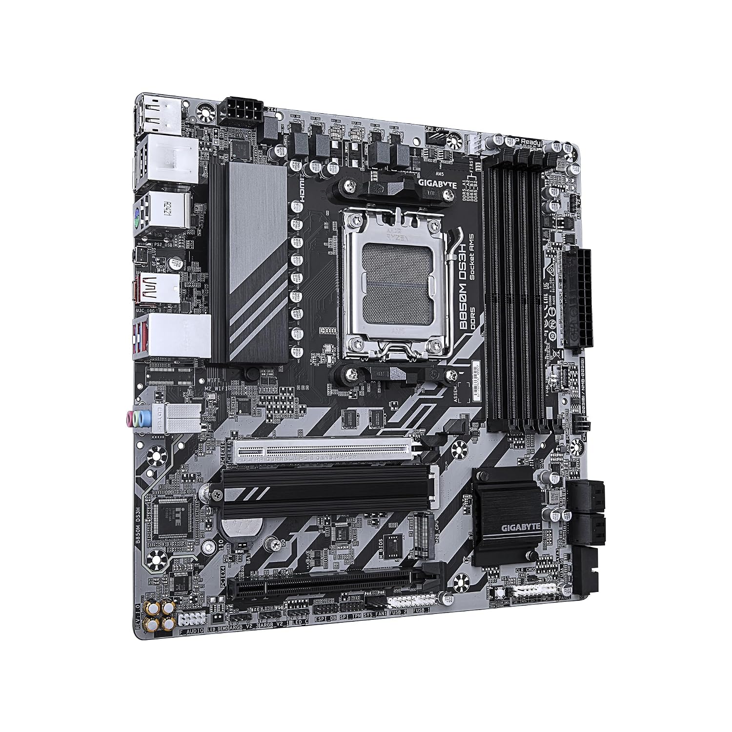 GIGABYTE B850M DS3H AMD AM5 LGA 1718 Motherboard, mATX, DDR5, 2X M.2, PCIe 5.0, USB-C, 2.5GbE LAN, EZ-Latch, 5-Year Warranty