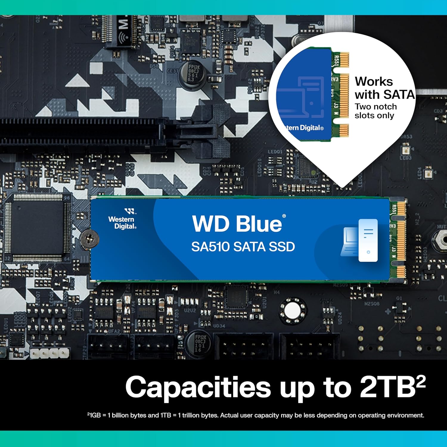 Western Digital WD Blue SA510 M.2 500GB, Up to 560MB/s, 2.5 Inch/7 mm, 5Y Warranty, Internal Solid State Drive (SSD) (WDS500G3B0B)