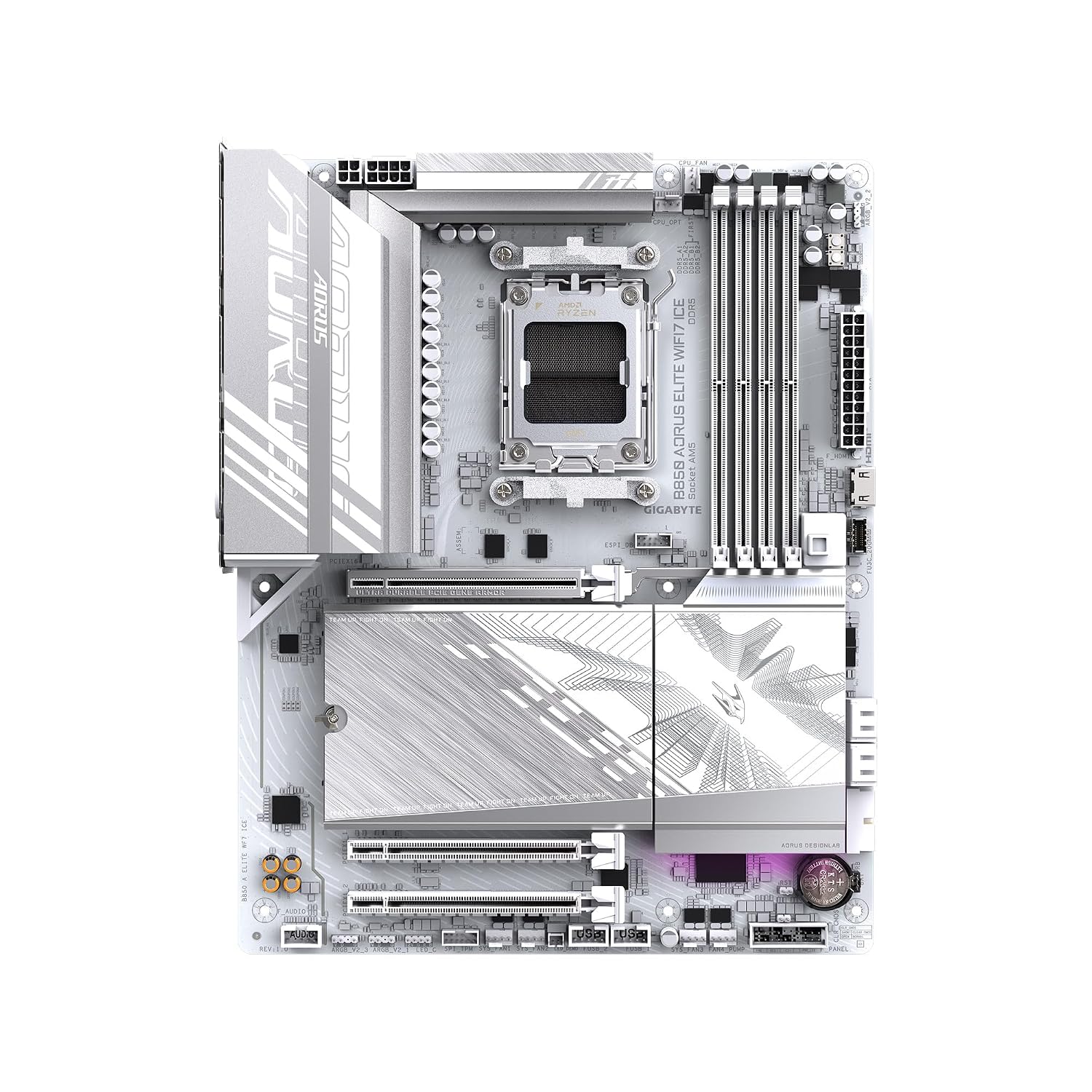 GIGABYTE B850 AORUS Elite WIFI7 ICE AMD AM5 LGA 1718 Motherboard, ATX, DDR5, 3X M.2, PCIe 5.0, USB-C, WIFI7, 2.5GbE LAN, EZ-Latch, 5-Year Warranty