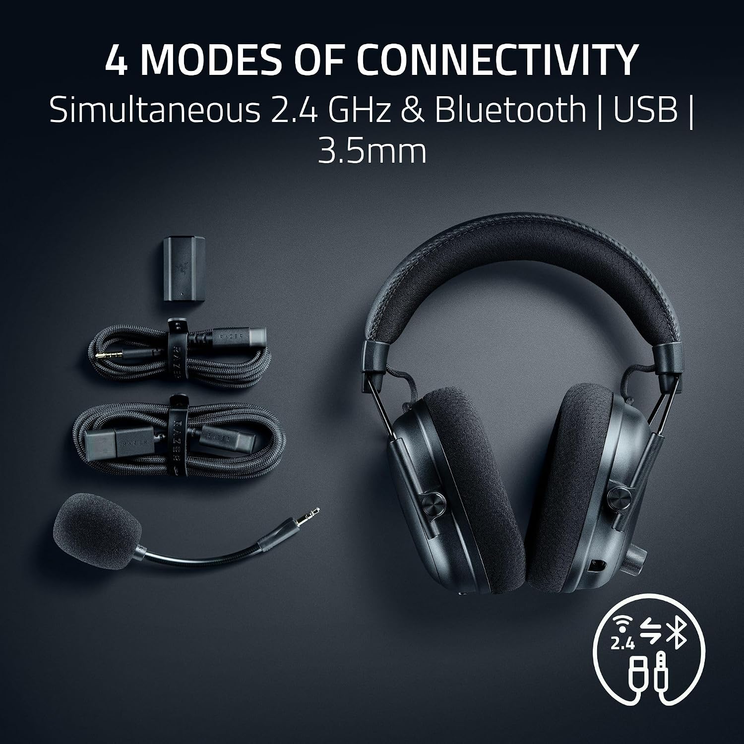 Razer BlackShark V3 Pro Wireless ANC PC Gaming Headset, CS2 Edition | Full Band Mic, 50mm Drivers, 2.4 GHz, Bluetooth, USB, 3.5mm, Works with Mac, PS5, Nintendo Switch, Smartphone, 70 Hr Battery