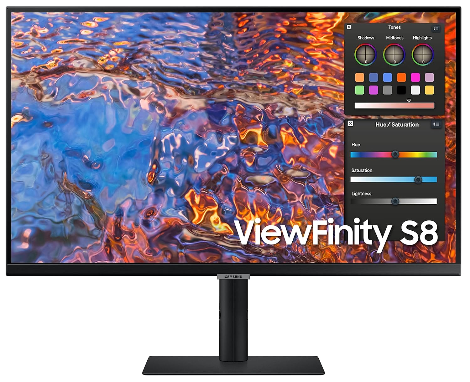 Samsung 27"(68.6cm) 4K Viewfinity Monitor|IPS|UHD 3840 x 2160|Type-C 90W|LAN Port|HDR 400|DCI-P3 98%|Pantone Validation|400 nits||PBP|PIP|Matte Display|Height-Tilt-Pivot Stand|LS27B800PXWXXL|Black
