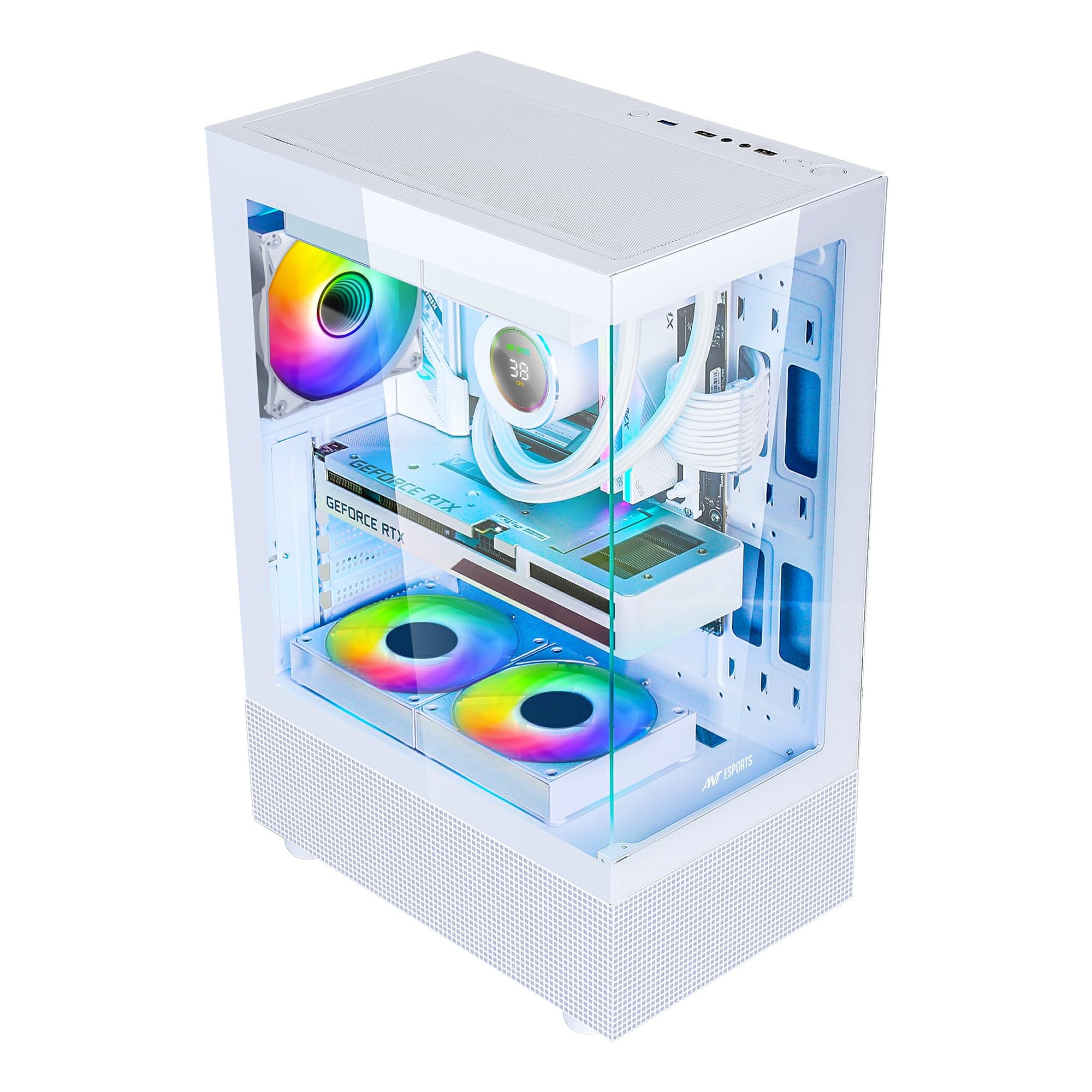 Ant Esports Crystal Z2 Mid-Tower Computer Case/Gaming Cabinet – Black | Support Micro-ATX, Mini-ITX | Pre-Installed 3 ARGB Infinity Mirror Fans