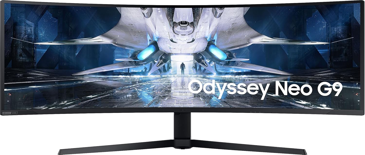 Samsung 49-inch(124.4cm) Odyssey Neo G9 Dual QHD, 240Hz, 1ms Curved Gaming Monitor, Quantum Mini-LED, HDR 2000, FreeSync Premium Pro (LS49AG950NWXXL, Black)