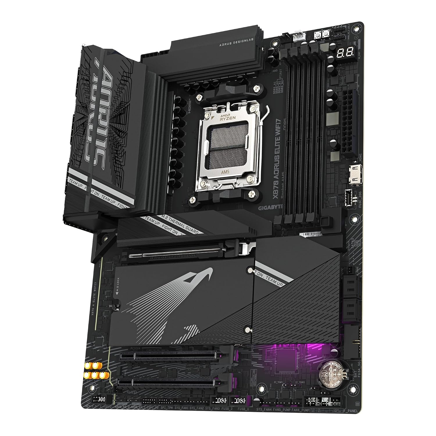 GIGABYTE ATX X870 Aorus Elite Wi-Fi7 Motherboard - Supports AMD Ryzen 9000 CPUs, 16+2+2 Phases Vrm, Up to 8000Mhz DDR5 (Oc), 4Xpcie 5.0 + 4Xm.2, Wi-Fi 7, 2.5GBe LAN, USB 3.2 Gen 2X2