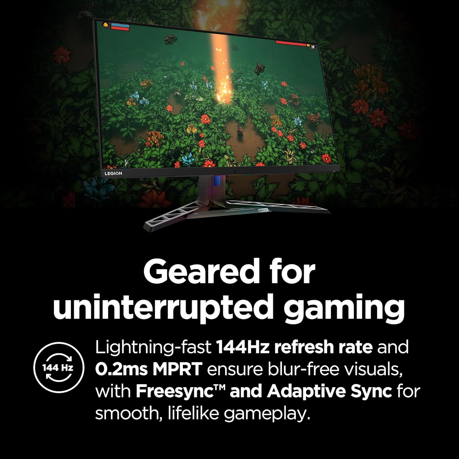 Lenovo Legion Y32p-30 Monitor - Gaming Monitor - 31.5" UHD IPS Display - 144Hz - DisplayHDR™ 400 - AMD FreeSync™ Premium - 0.2ms MPRT - Raven Black - NearEdgeless Design