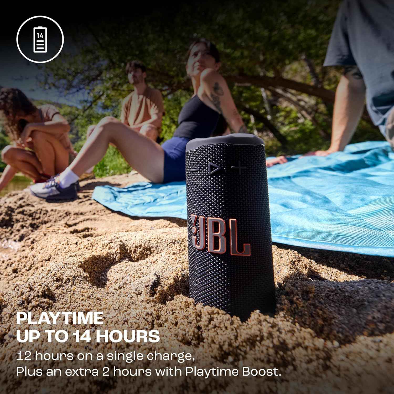 JBL Grip Wireless Portable Bluetooth Speaker, JBL Pro Sound with AI Sound Boost, IP68 Waterproof/Dustproof, Ambient Light, Upto 14H Playtime, Auracast Multi-Speaker Connection, Black