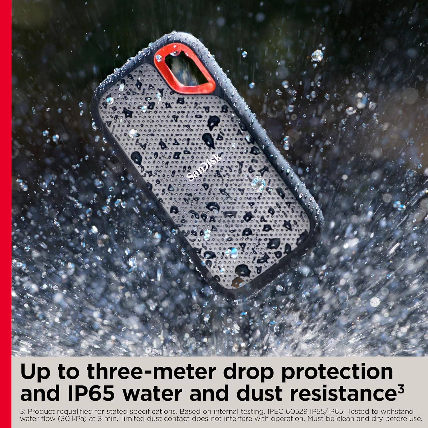 SanDisk 1TB Extreme Portable SSD 1050MB/s R, 1000MB/s W,Upto 2 Meter Drop Protection with IP55 Water/dust Resistance, HW Encryption, PC,MAC & TypeC Smartphone Compatible, 5Y Warranty, Usb,External SSD