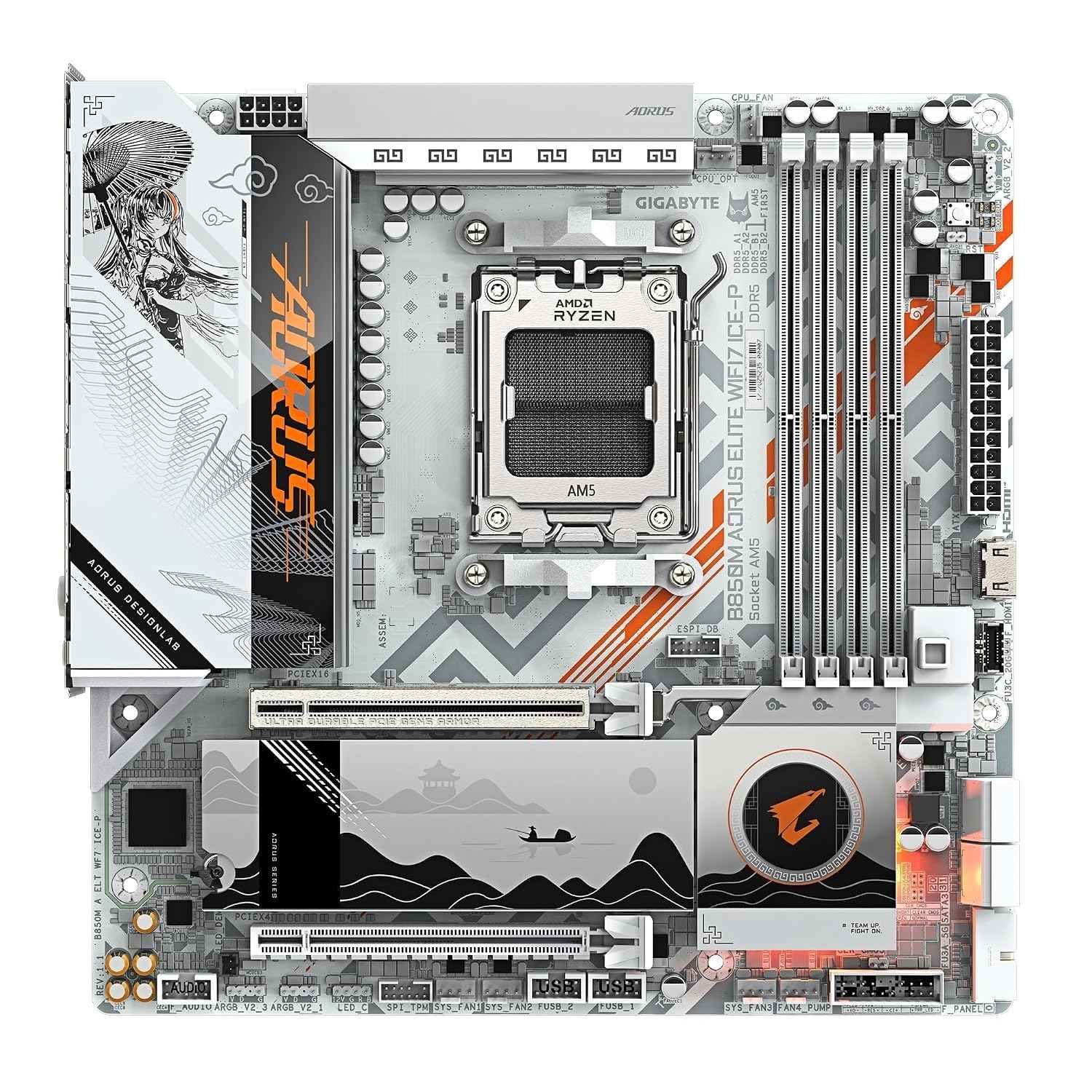 GIGABYTE B850M AORUS Elite WIFI7 ICE-P AMD Motheboard Socket AM5, Supports AMD Ryzen™ 9000/8000 / 7000 Series Processors,X3D Turbo Mode, 2.5 GbE LAN, Wi-Fi 7 + Bluetooth 5.4,2 x M.2 Slots
