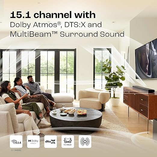 JBL Bar 1300, 11.1.4 Channel Truly Wireless Soundbar with True Dolby Atmos®, DTS:X, and MultiBeam™ Surround Sound, 10" Down-Firing Wireless Subwoofer, HDMI eARC, BT, Wi-Fi, Alexa, One App (1170W) - Zapnet.in