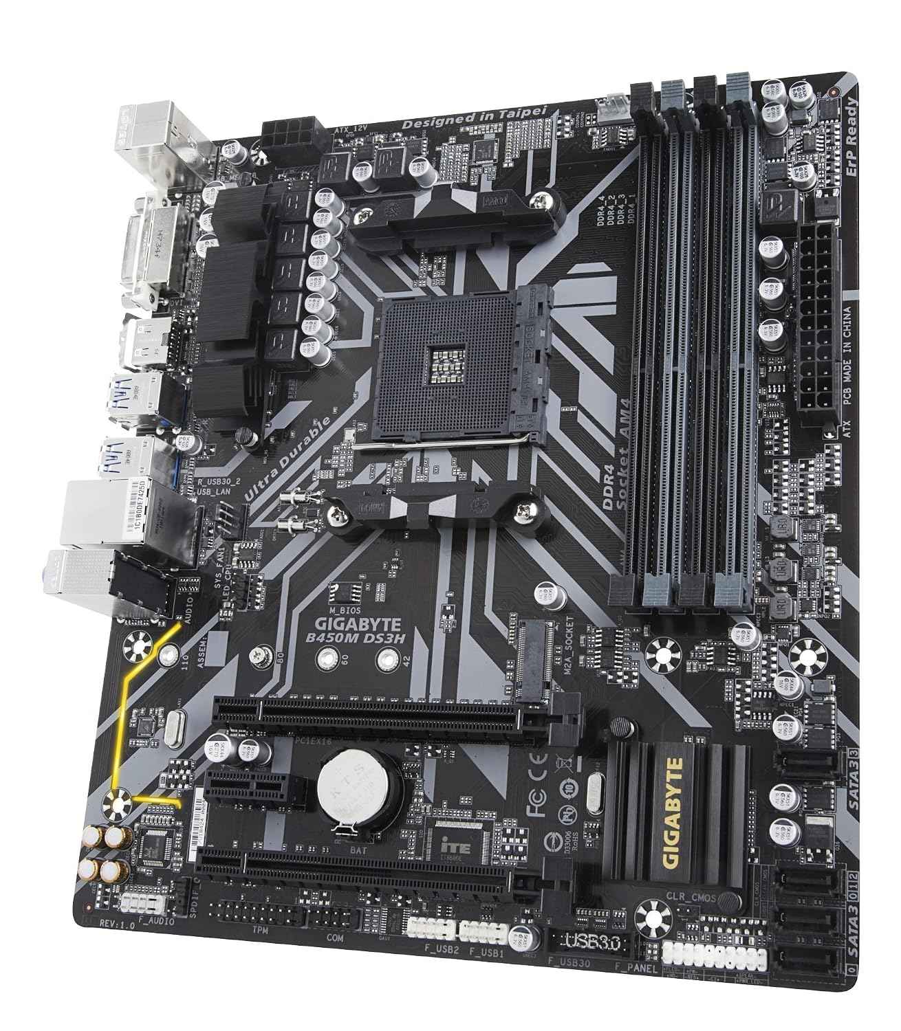 GIGABYTE B450M DS3H Ultra Durable Motherboard with Realtek GbE LAN with cFosSpeed, PCIe Gen3 x4 M.2, 7-Colors RGB LED Strips Support