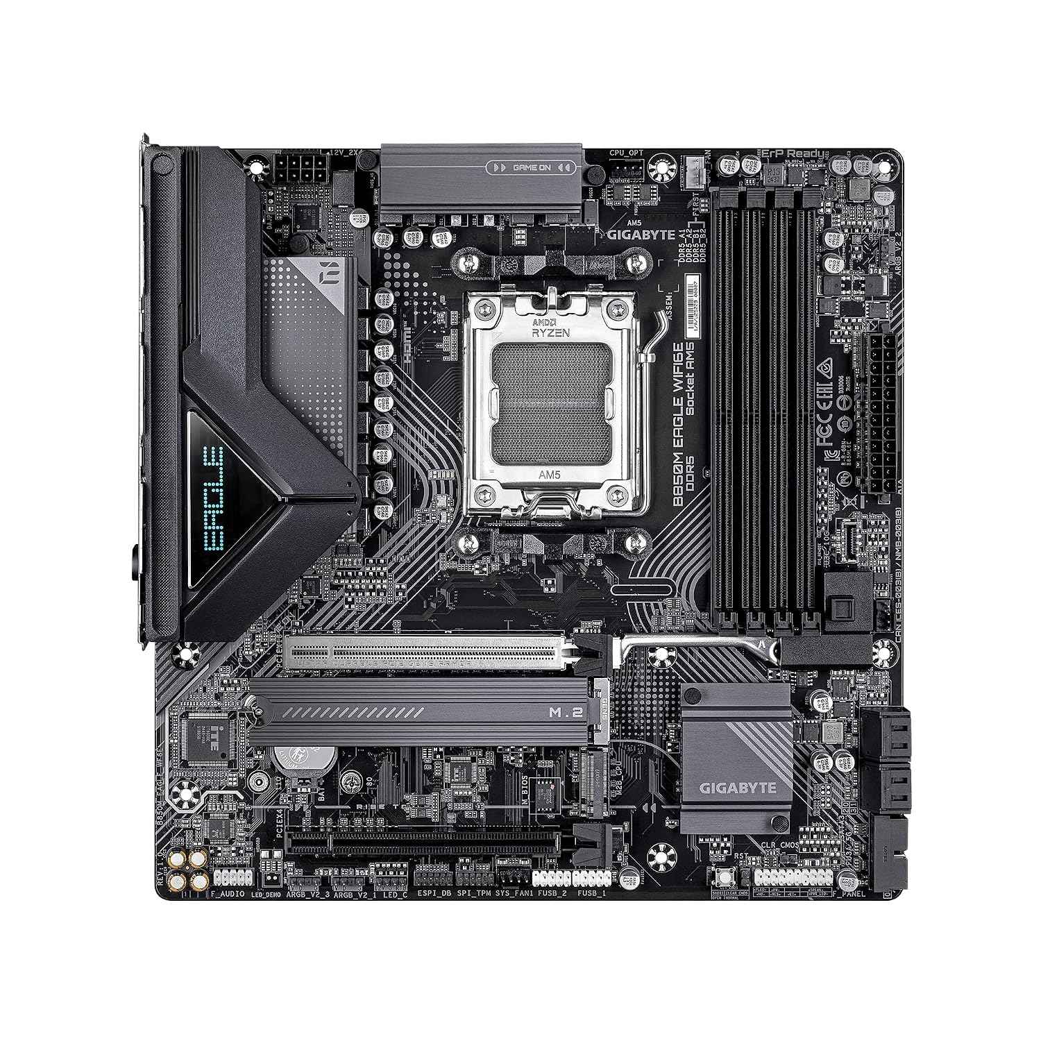 GIGABYTE B850M Eagle WIFI6E AMD AM5 Motherboard, M-ATX, DDR5, 2X M.2, PCIe 5.0, USB-C, USB 3.2 Gen 2, WIFI6E, 2.5GbE LAN, EZ-Latch, Wi-Fi EZ-Plug