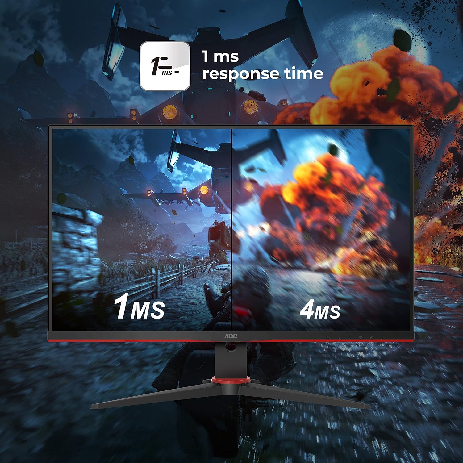 AOC 24G2E5 24 Inch (61 Cm) 1920 X 1080 Pixels Fhd IPS Gaming LCD Monitor with 75Hz Refresh Rate, 1 Ms Response Time, Adaptivesync, HDR, Tilt Adjustment, Black
