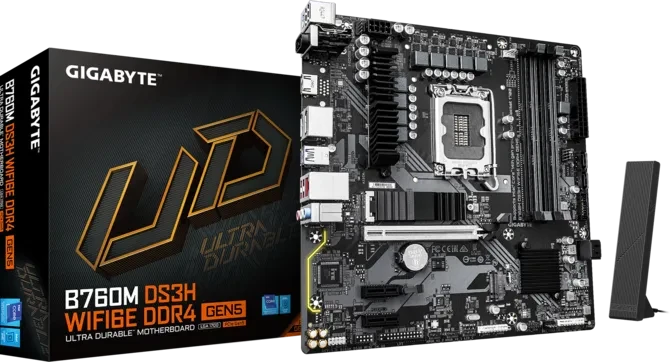 GIGABYTE B760M DS3H WIFI6E DDR4 GEN5 LGA1700 Micro ATX Motherboard