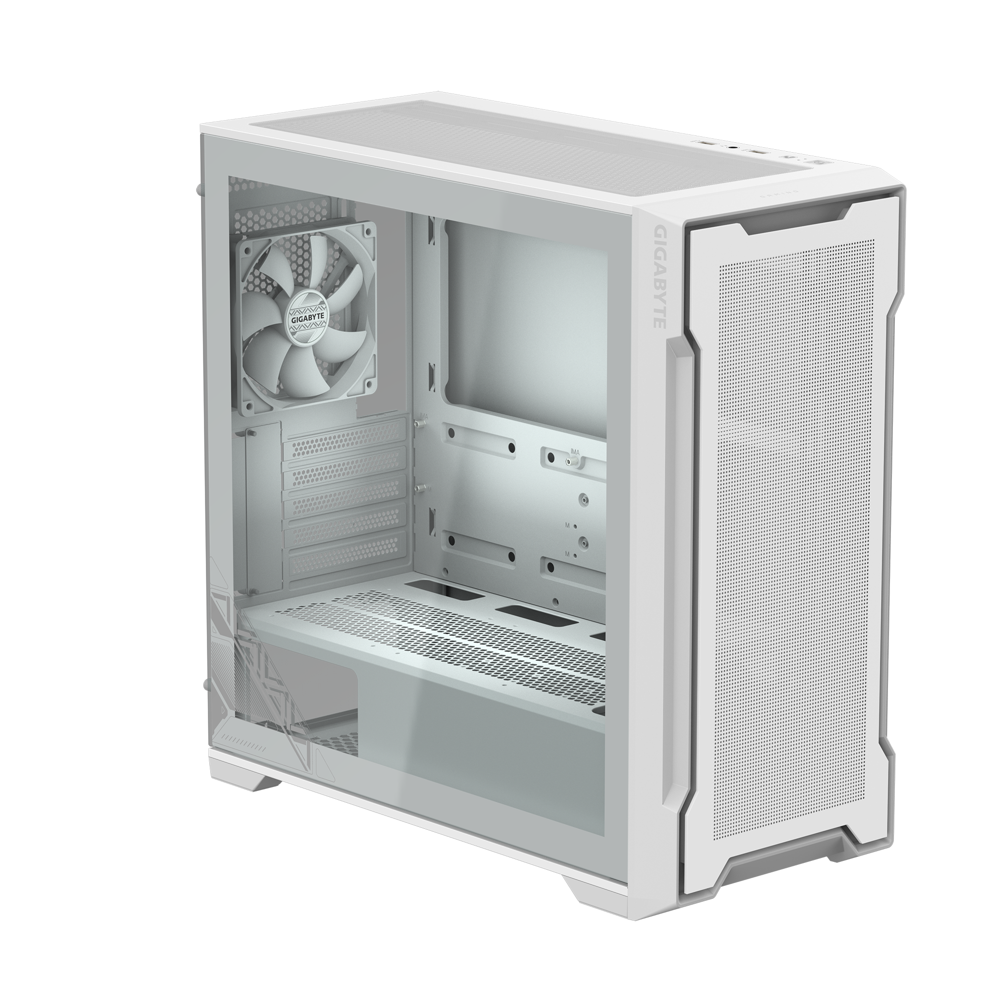 GIGABYTE  White Mid Tower PC Gaming Case (C500 PI ST WHITE) - Zapnet.in