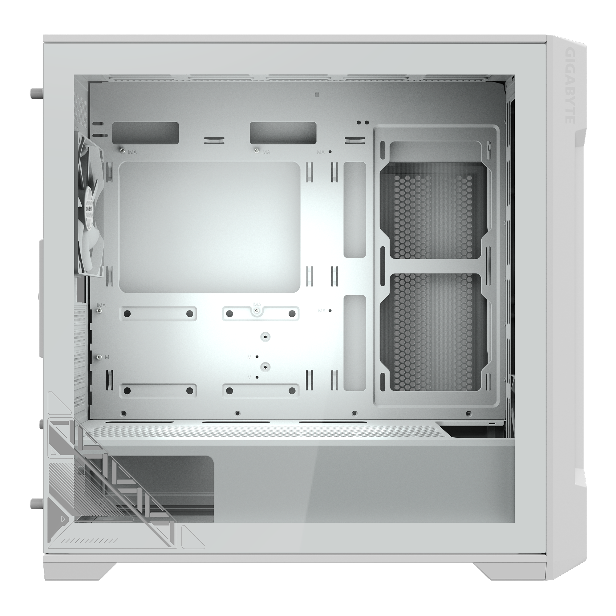 GIGABYTE  White Mid Tower PC Gaming Case (C500 PI ST WHITE) - Zapnet.in
