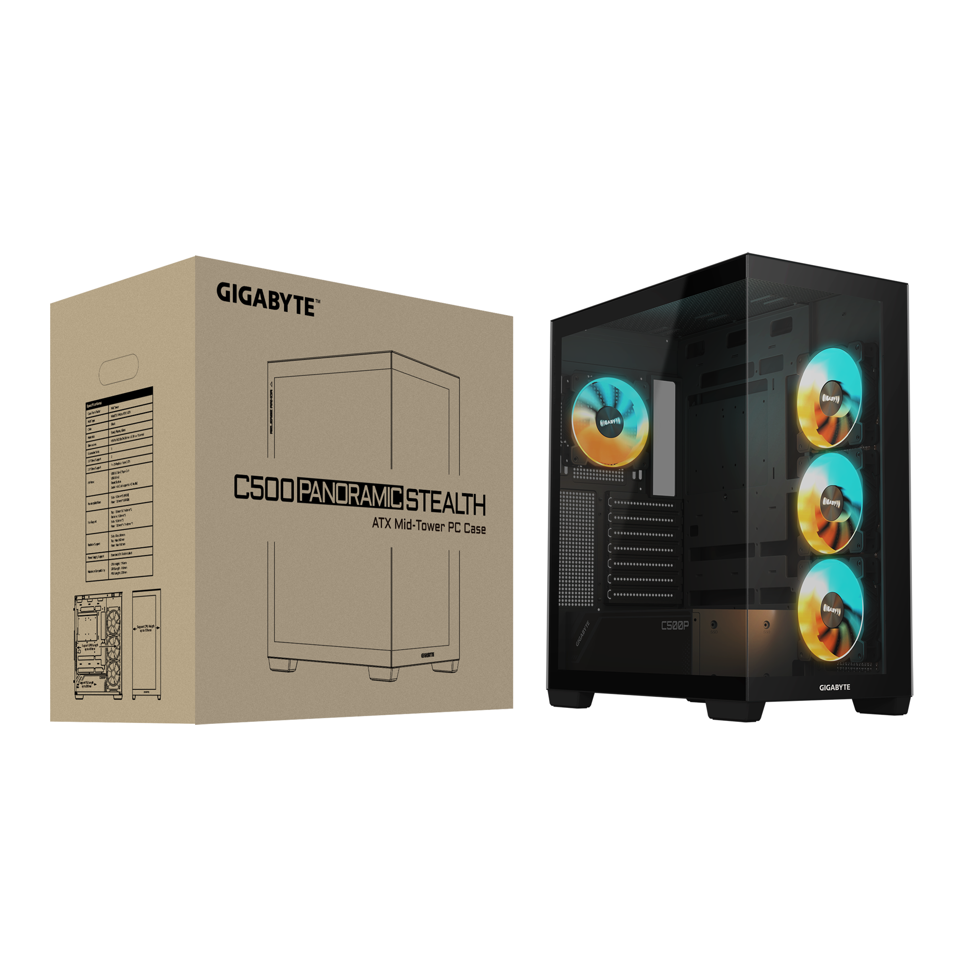 GIGABYTE C500 Panoramic Stealth PC Cabinet - Zapnet.in