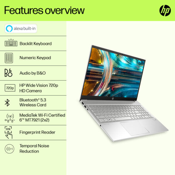 HP Pavilion 15-eg3018TU Laptop (13th Gen Core i5/ 16GB/ 1TB SSD/ Win11 Home) - Zapnet.in