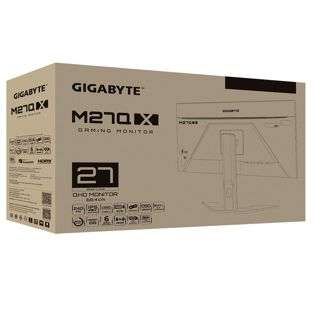 GIGABYTE M27Q X 27" SS IPS, QHD(2560x1440) 240Hz, 94% DCI-P3, 350cd/m2, KVM Gaming Monitor - Zapnet.in