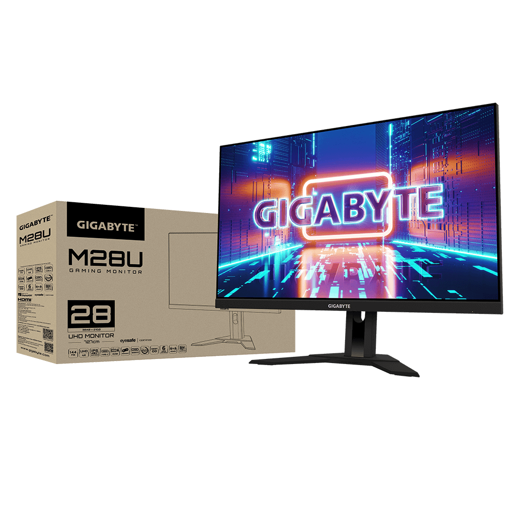 GIGABYTE M28U, 28 Inch (71.12 Cm) 144Hz 4K 3840 X 2160 Pixels, LCD Gaming Monitor, Ss IPS Display, Freesync Premium Pro with Kvm Feature, 1Ms Response Time, Black - Zapnet.in