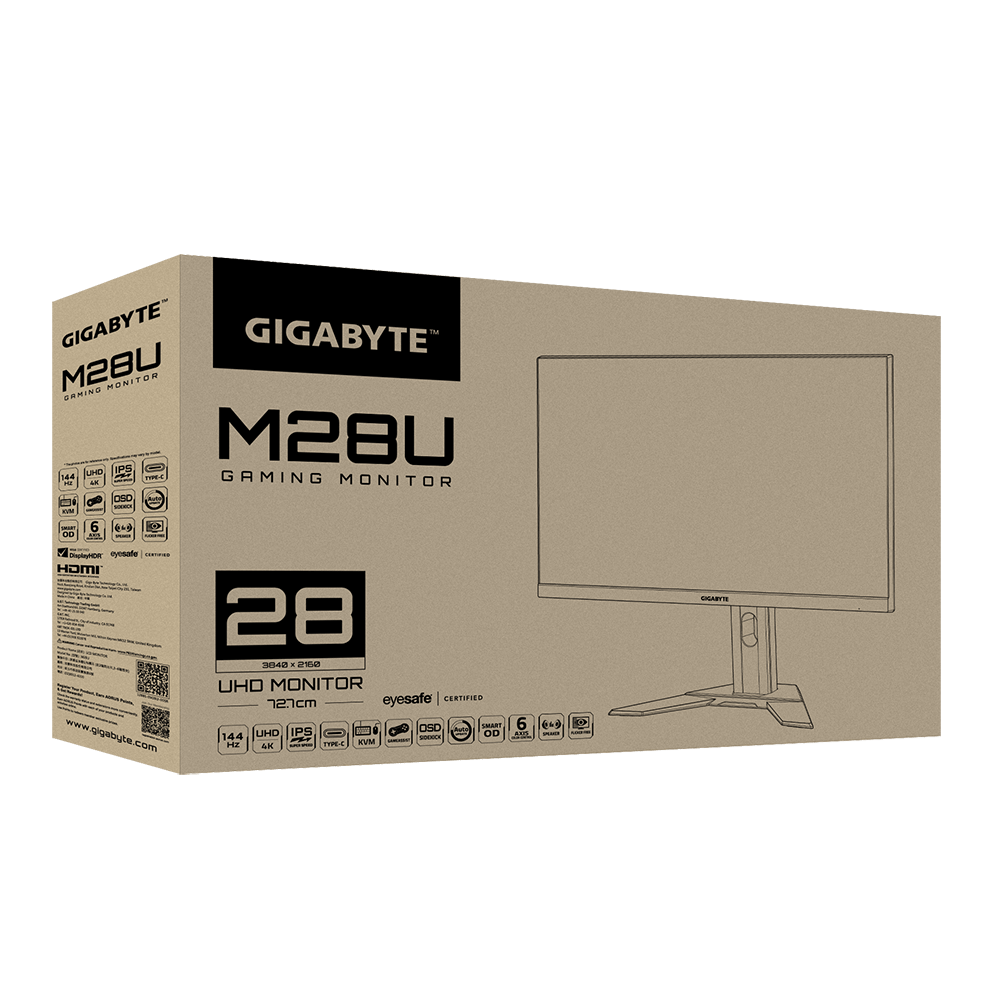 GIGABYTE M28U, 28 Inch (71.12 Cm) 144Hz 4K 3840 X 2160 Pixels, LCD Gaming Monitor, Ss IPS Display, Freesync Premium Pro with Kvm Feature, 1Ms Response Time, Black - Zapnet.in