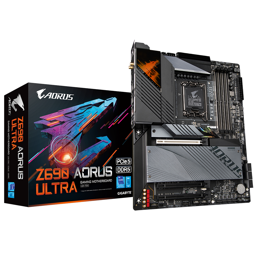 GIGABYTE Z690 AORUS Ultra (LGA 1700/ Intel Z690/ ATX/ DDR5/ Quad M.2/ PCIe 5.0/ USB 3.2 Gen2X2/ Type-C/WiFi 6/2.5GbE LAN/Gaming Motherboard)