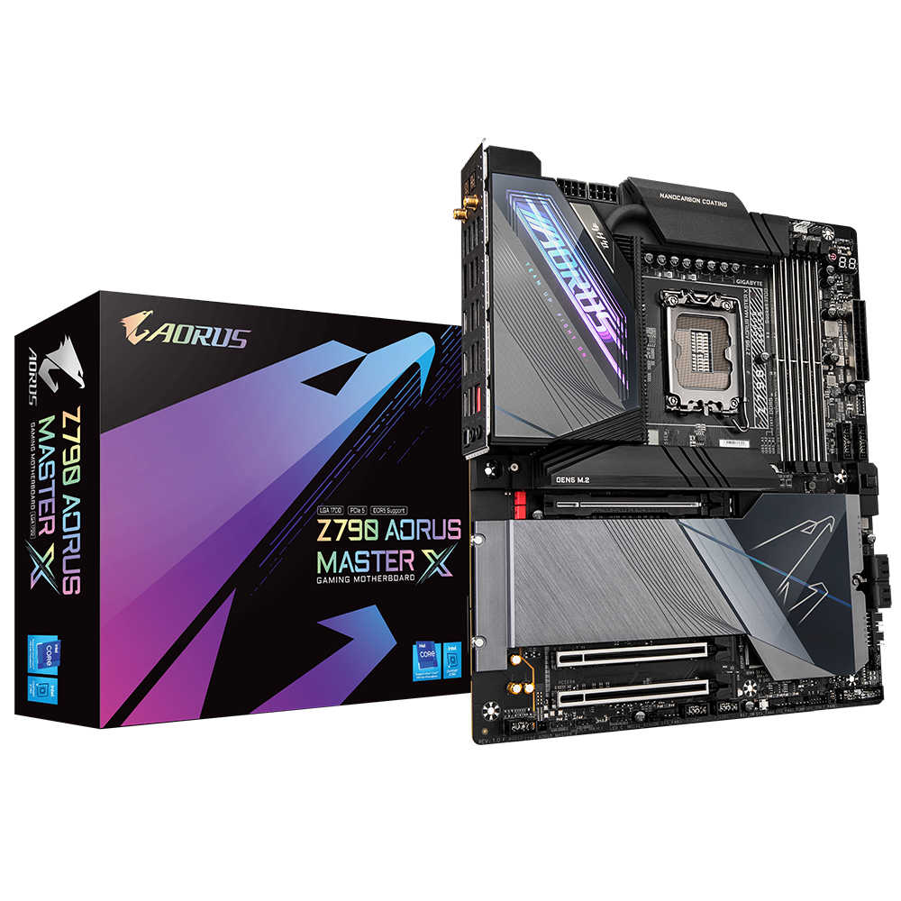GIGABYTE Z790 AORUS MasterX (LGA 1700/ Intel Z790/ EATX/ DDR5/ 5* M.2/ PCIe 5.0/ USB 3.2 Gen2X2 Type-C/Intel WiFi 6E/ Marvell AQtion 10GbE LAN/Q-Flash Plus/EZ-Latch Plus/Gaming Motherboard)