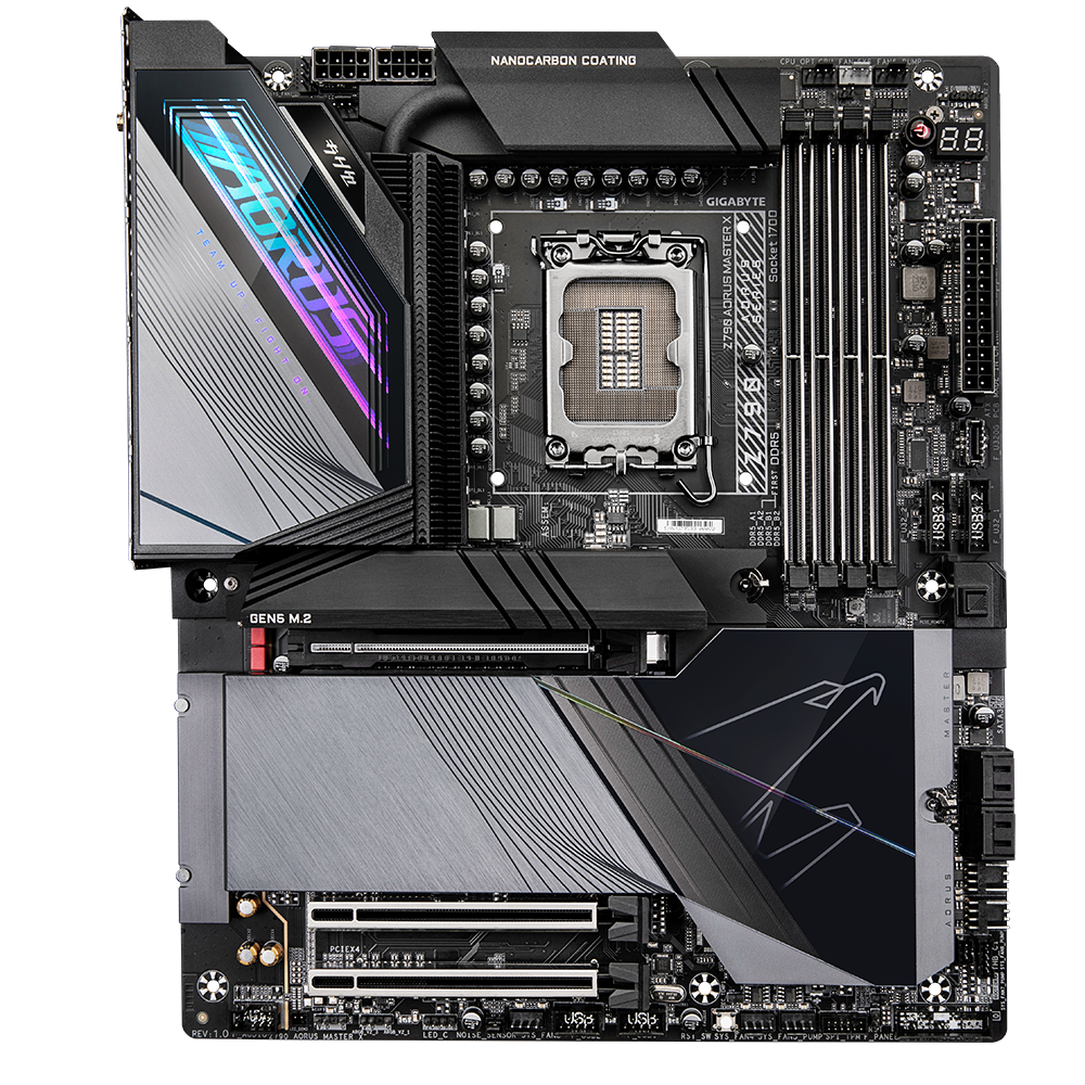 GIGABYTE Z790 AORUS MasterX (LGA 1700/ Intel Z790/ EATX/ DDR5/ 5* M.2/ PCIe 5.0/ USB 3.2 Gen2X2 Type-C/Intel WiFi 6E/ Marvell AQtion 10GbE LAN/Q-Flash Plus/EZ-Latch Plus/Gaming Motherboard)