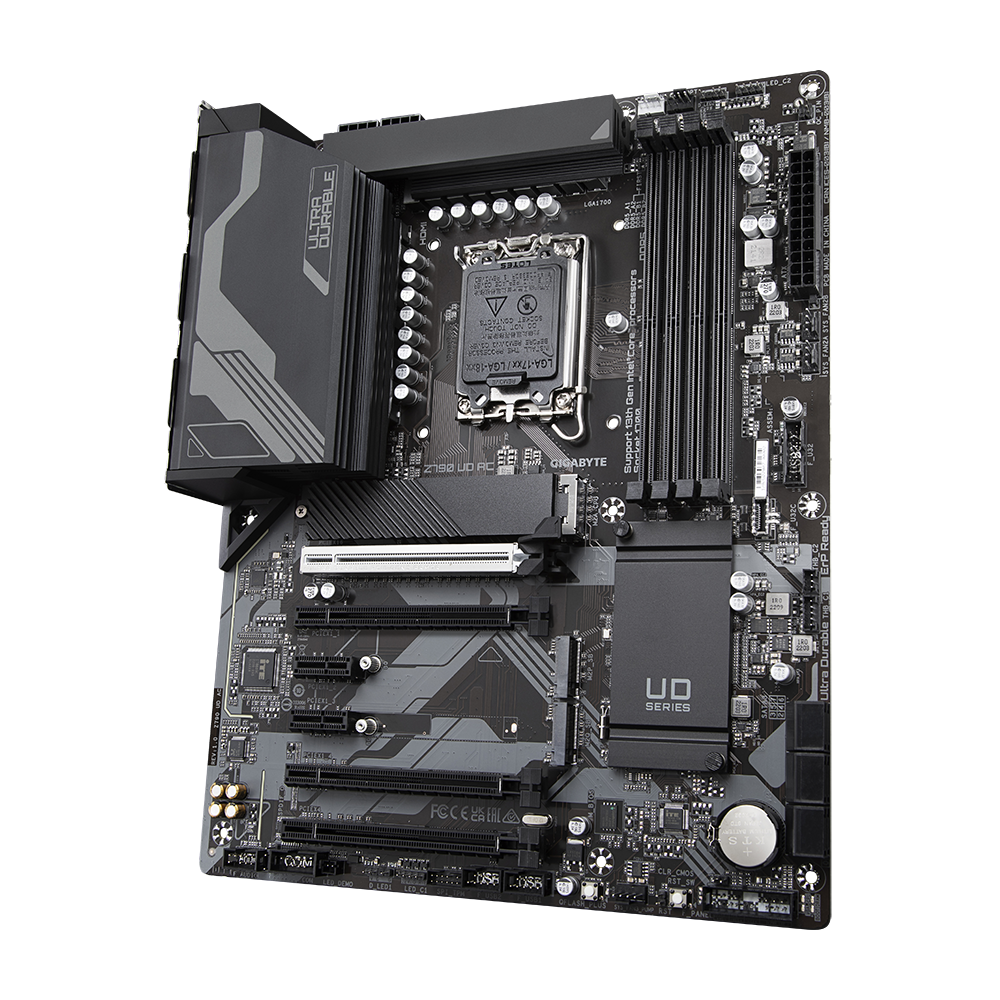 GIGABYTE Z790 UD AC (LGA 1700/ Intel Z790/ ATX/ DDR5/ Triple M.2/ PCIe 5.0/ USB 3.2 Gen2X2 Type-C/Intel Wi-Fi/ 2.5GbE LAN/PCIe EZ-Latch/Multi-Key/Motherboard) - Zapnet.in