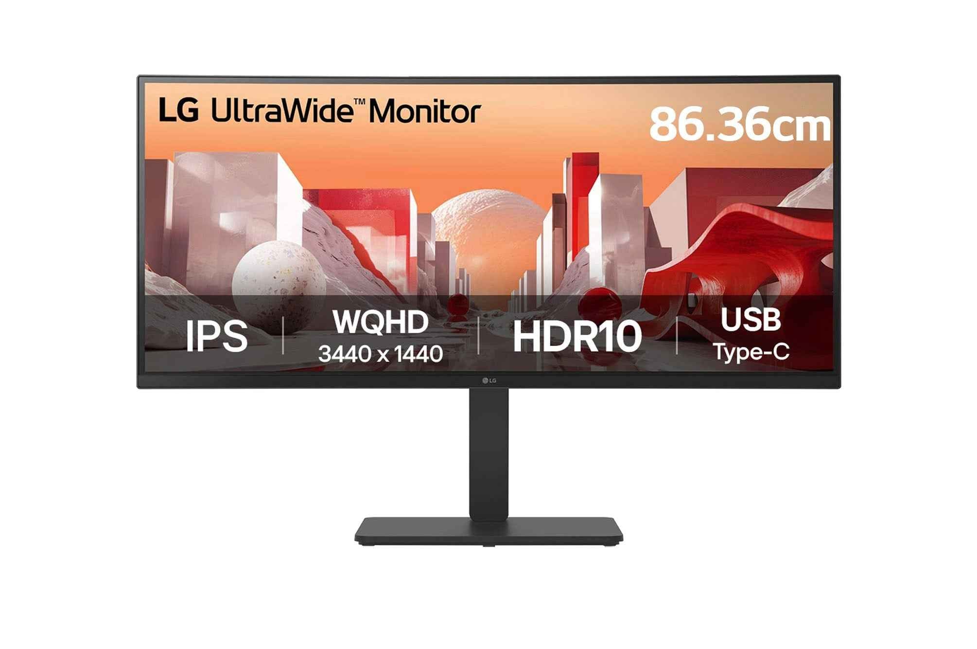 LG 34BA75QE UltraWide Curved Monitor front view